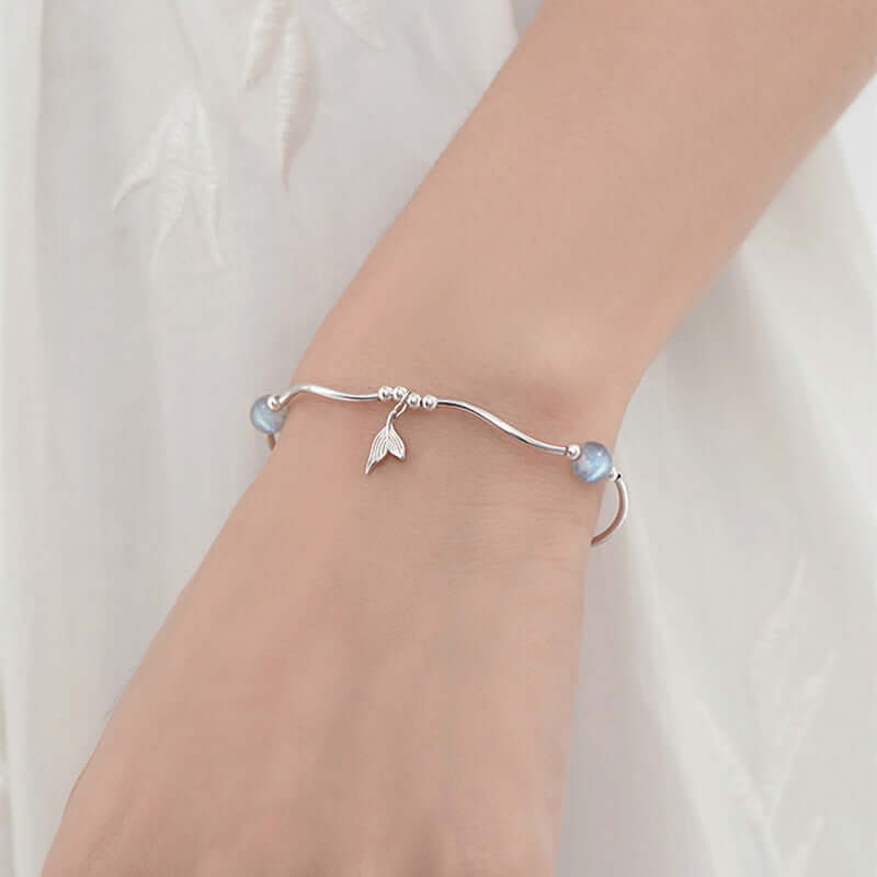 Whale Tail Simulated Moonstone Pearl Charm Bracelet for Women | Elegant Boho Jewelry Gift | Perfect for Parties, Weddings & Everyday Wear | SL0105