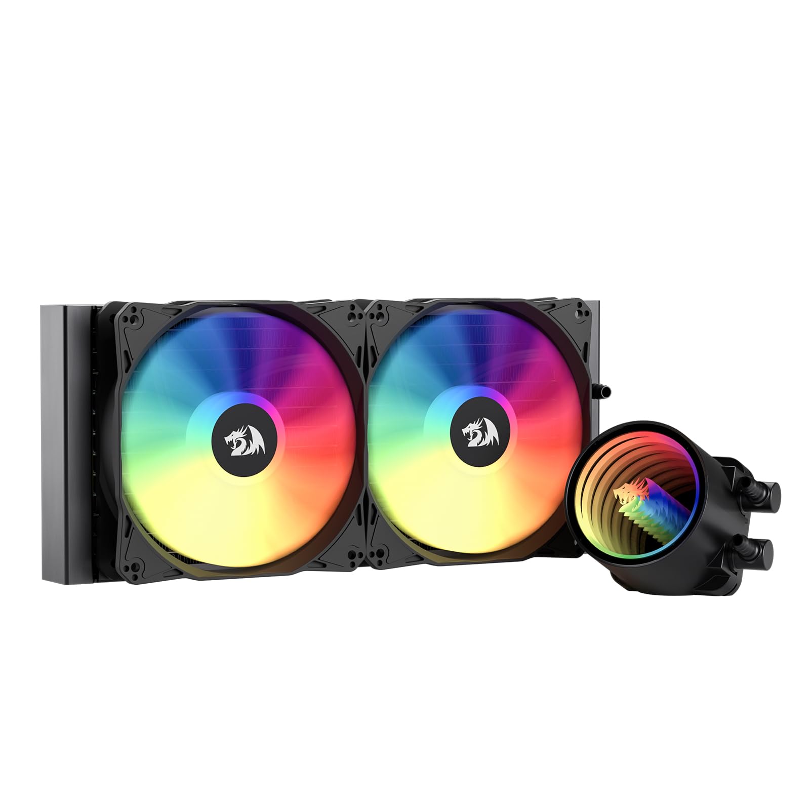 Redragon HL240 ARGB Liquid CPU Cooler - 3300 RPM High-Efficiency Radiator, 20 dBA Quiet Operation, Infinity Mirror RGB Lighting, Dual 120mm PWM FDB Fans, Compatible with LGA 1700 & AMD AM5 | Perfect for Gaming PCs, Workstations & High-Performance Cooling Systems