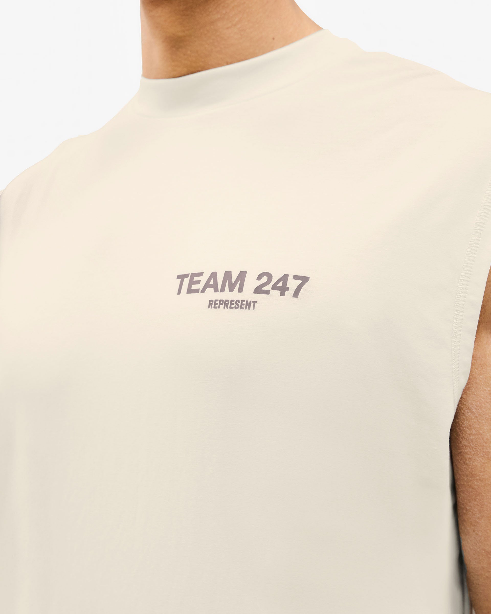 Team 247 Oversized Tank Top for Women - Soft Cream Cotton Relaxed Fit Casual Shirt - Perfect for Summer, Yoga, and Beach Wear