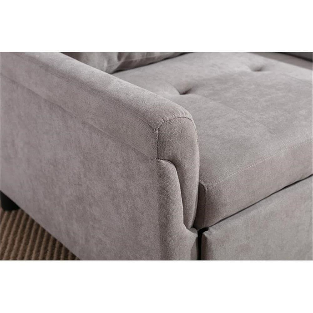 BOWERY HILL Modern Gray Woven Fabric Convertible Armchair - Sleeper Sofa for Living Room, Bedroom & Small Spaces - Perfect for Apartments, Dorms & Guest Rooms