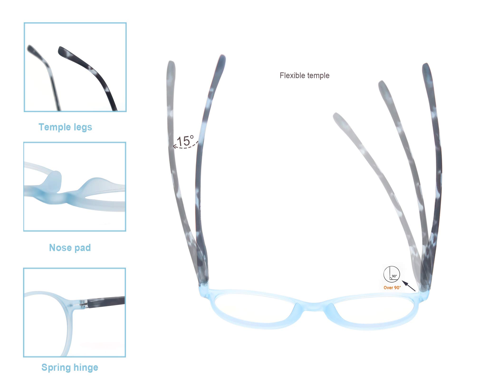 Stylish Women's Reading Glasses 4-Pack - Lightweight Comfortable Cheaters with Spring Hinges for Reading, Working & Daily Use