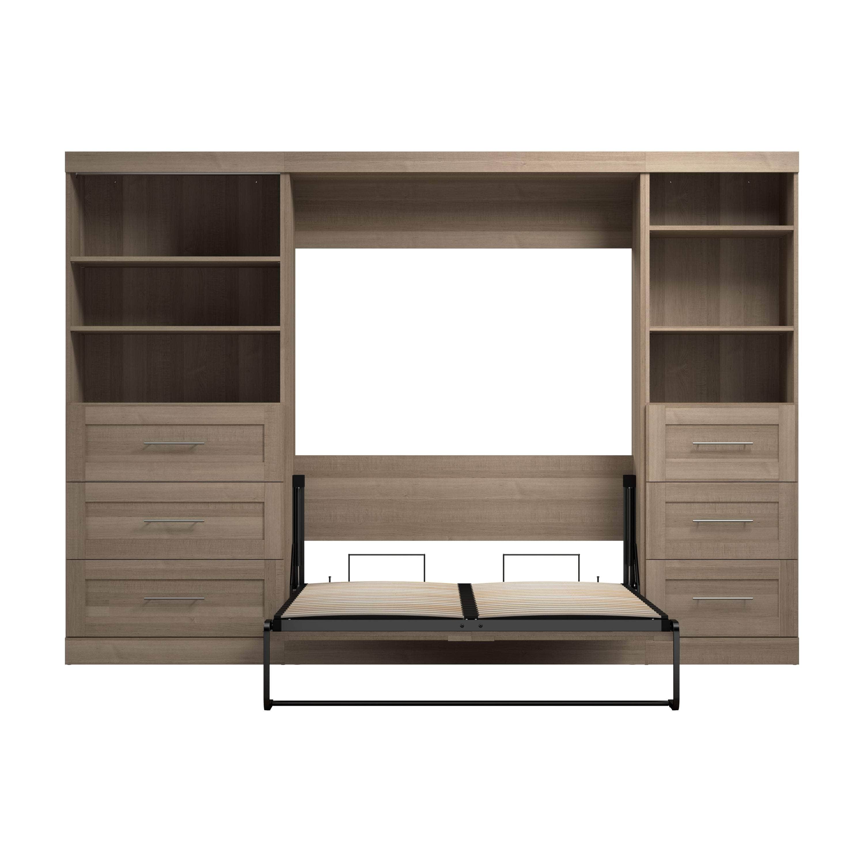 Pur Full Murphy Wall Bed with 2 Storage Units & Drawers (120 Inch) - 5 Color Options | Space-Saving Wall Bed for Small Apartments & Guest Rooms