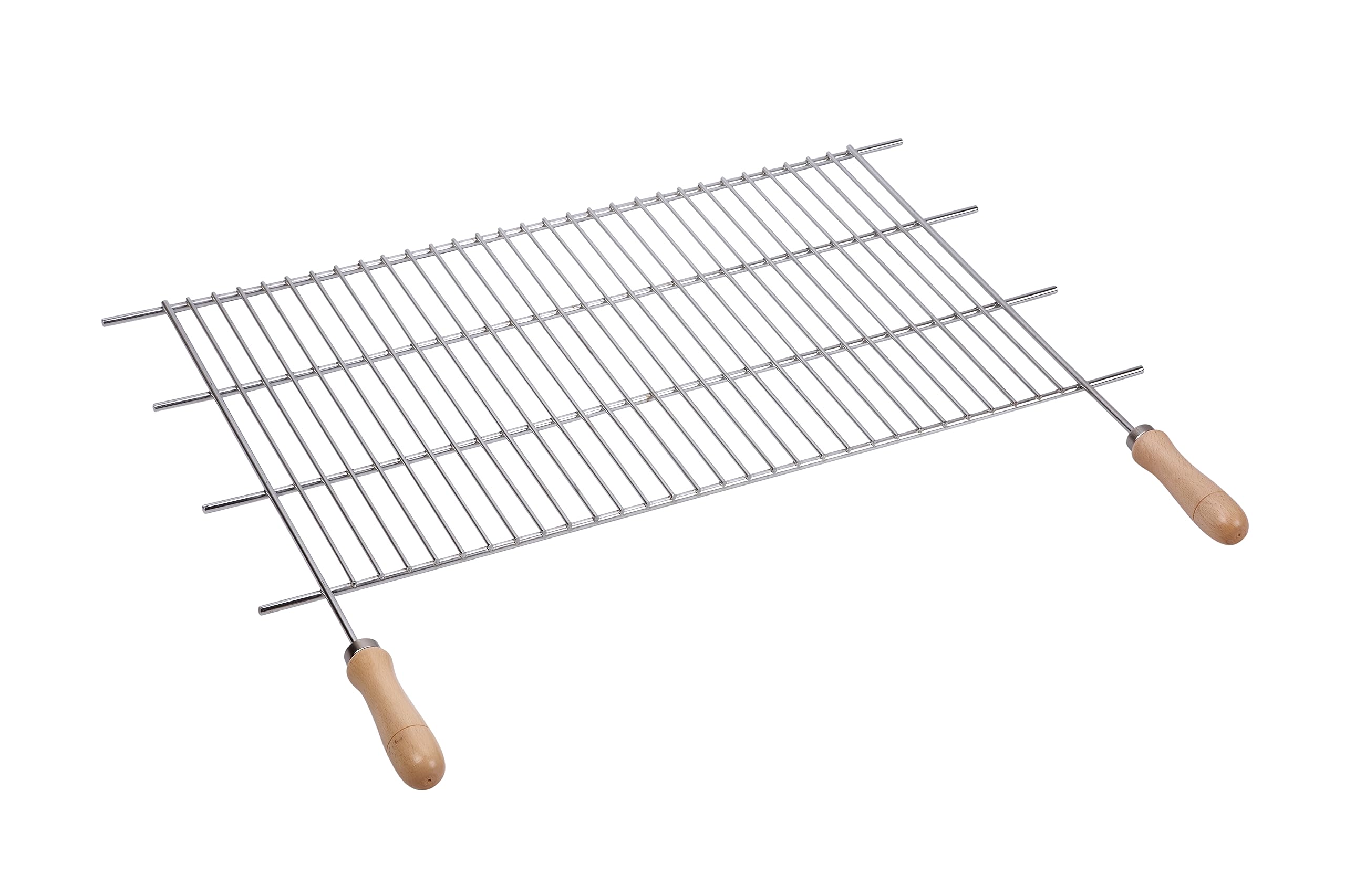 Premium 304 Stainless Steel BBQ Grill Rack with Wooden Handles - Adjustable Size 24.5