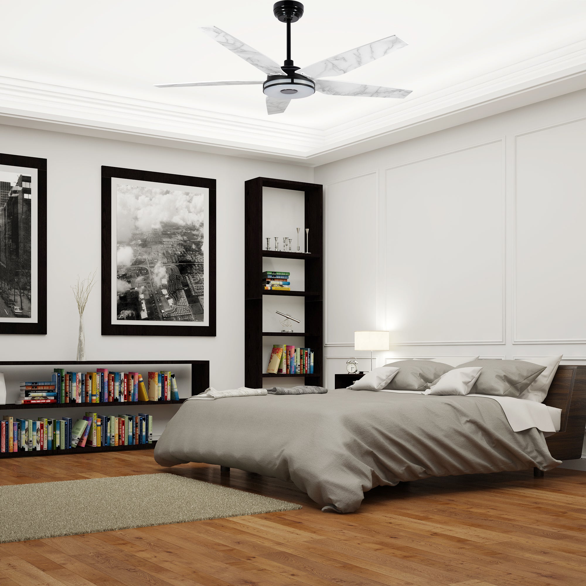 52 Inch Explorer Smart Fan with LED Light & Remote Control - Perfect for Outdoor Patio, Indoor Living Room & Bedroom Cooling
