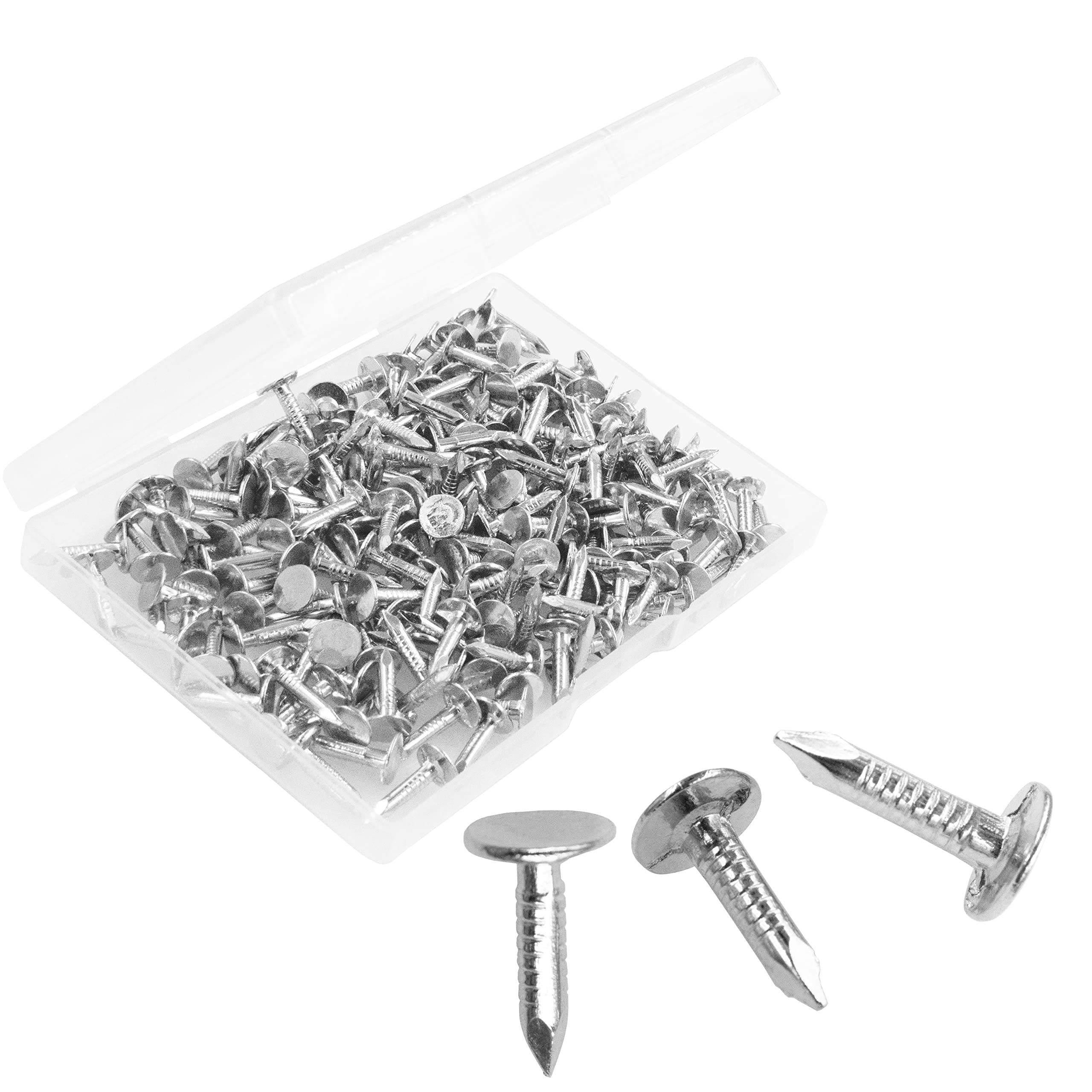 200pcs 0.59 Inch Steel Roofing Felt Nails - Broad Head Pins for Shed Roof, Roofing Felt & Slate Boards | Weatherproof Construction Fasteners for DIY Roof Repair and Home Improvement Projects