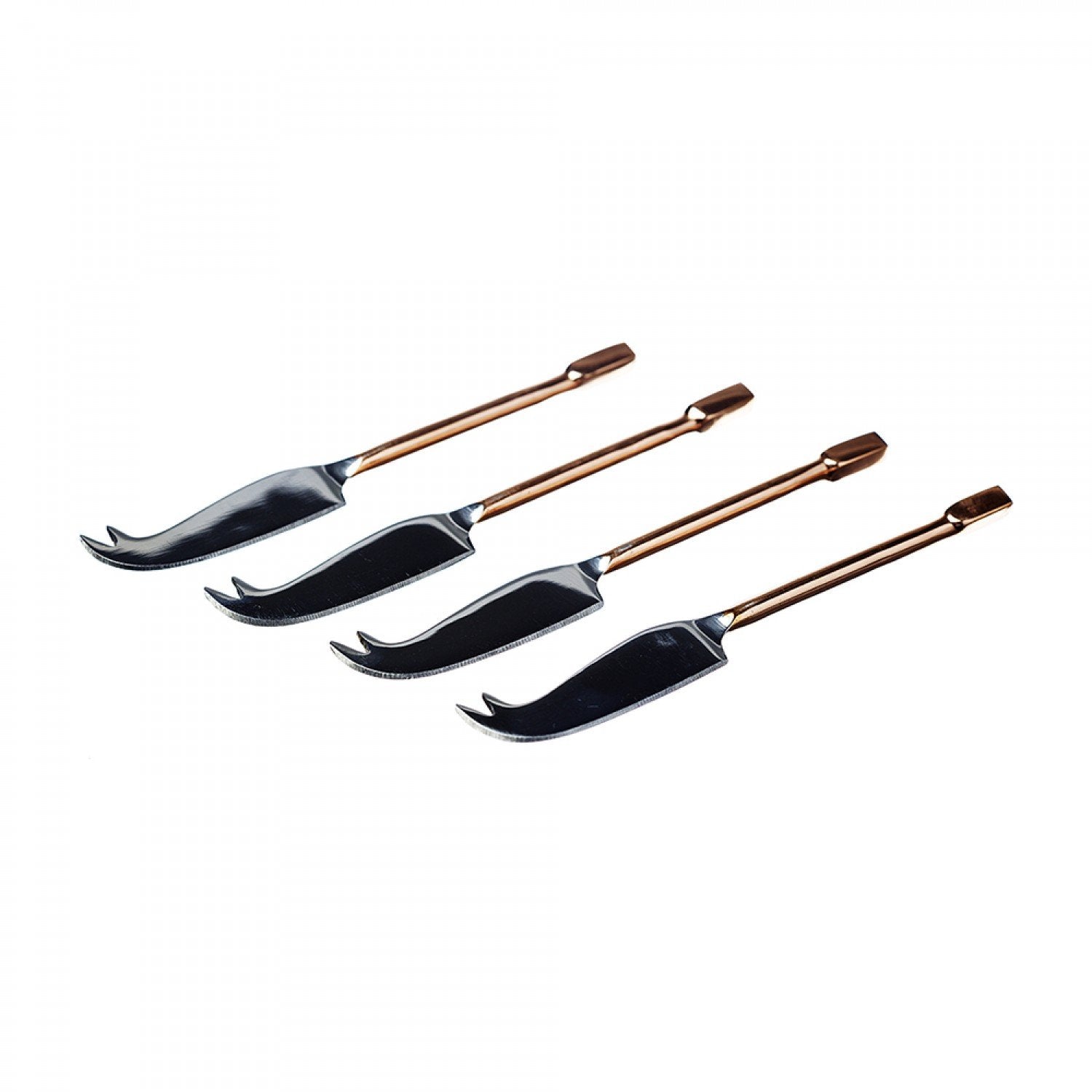 4 Mini Copper Cheese Knives Set - Elegant Stainless Steel Blade & Ergonomic Handle for Cheese Platter, Charcuterie Board, Party & Gift - Perfect for Wine Tasting, Dinner Parties & Home Entertaining