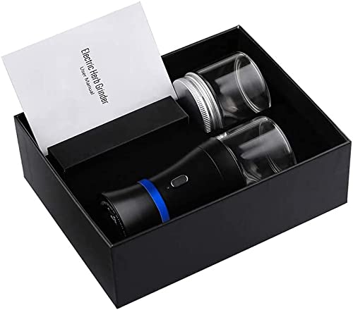 Electric Herb Grinder - Compact USB Rechargeable for Flower Buds, 2 Pack with 1.7oz Glass Chambers | Perfect for Travel, Home Use & Everyday Carry | Fast Grinding & Portable Design
