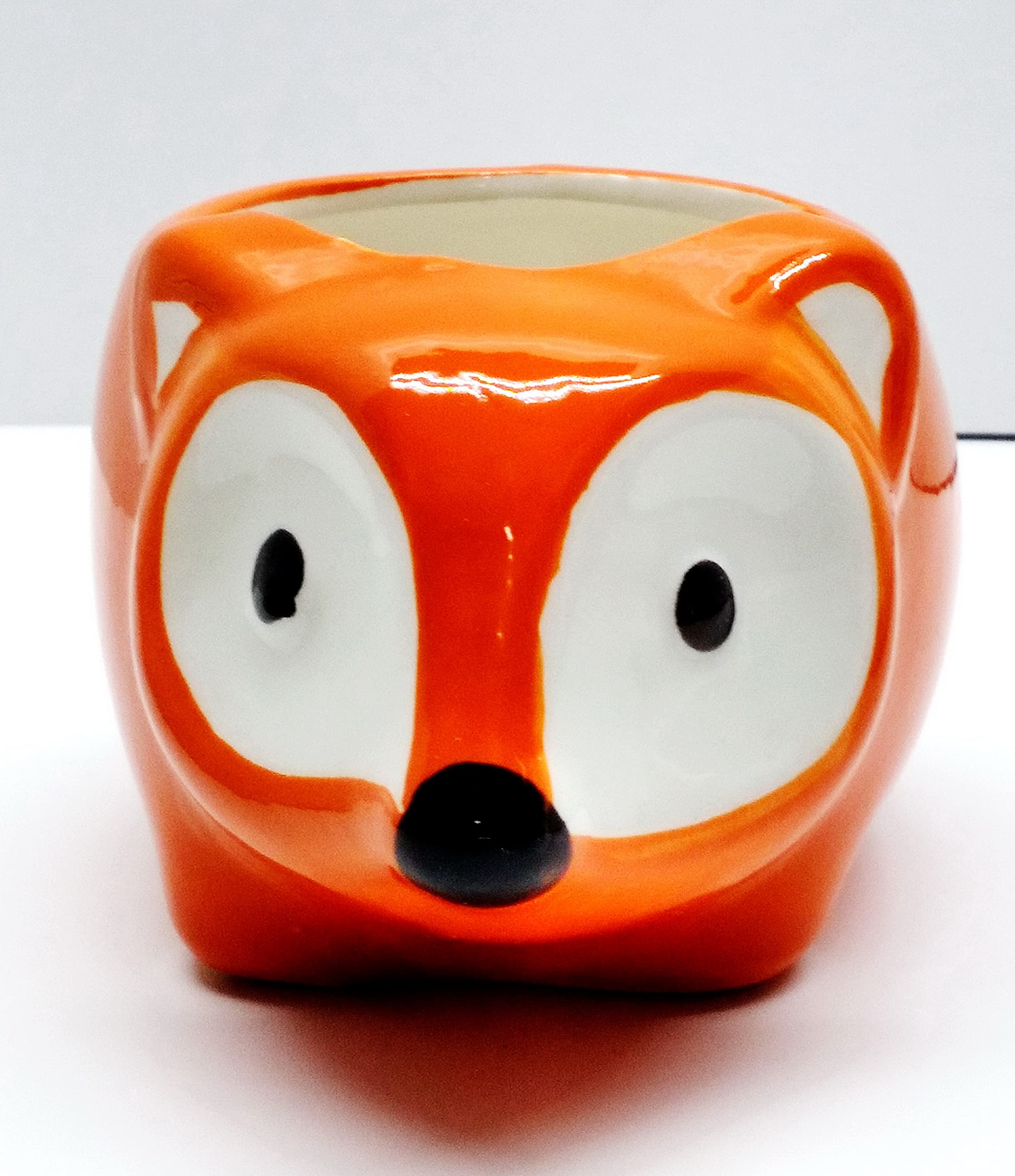 Orange Flora Fox Ceramic Planter Pot - Handmade Flower Pot for Indoor Plants, Succulents & Home Decor | Perfect for Windowsills, Desks & Gift Ideas