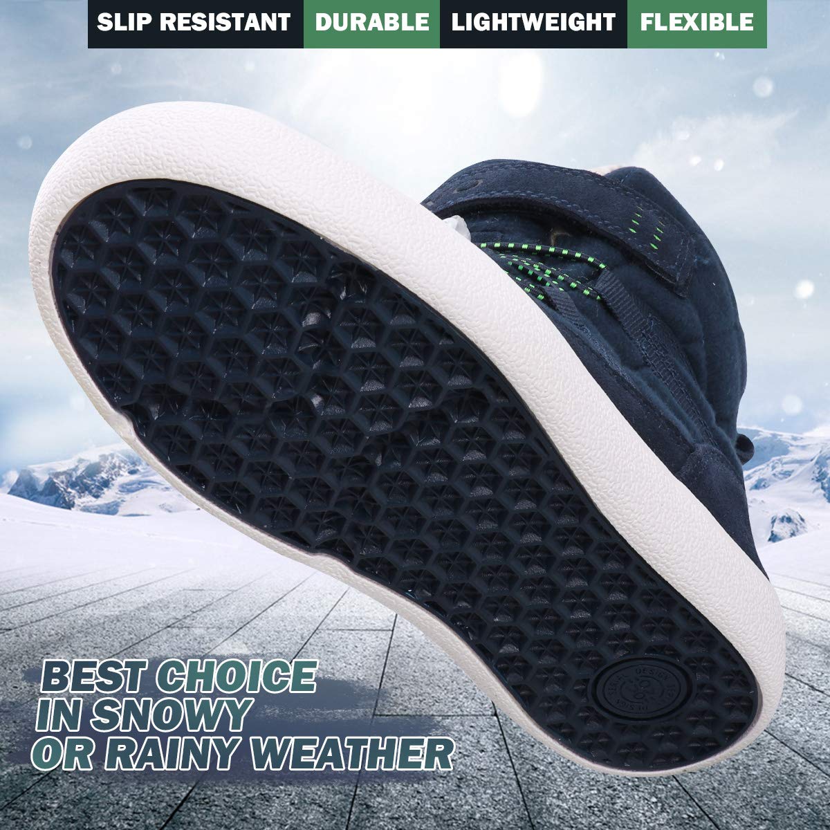 **Waterproof Boys Snow Boots - Warm Fur Lined Winter Boots for Toddler & Kids - Slip Resistant Outdoor Boots for Cold Weather - Perfect for Snow Play, Hiking & Winter Adventures**