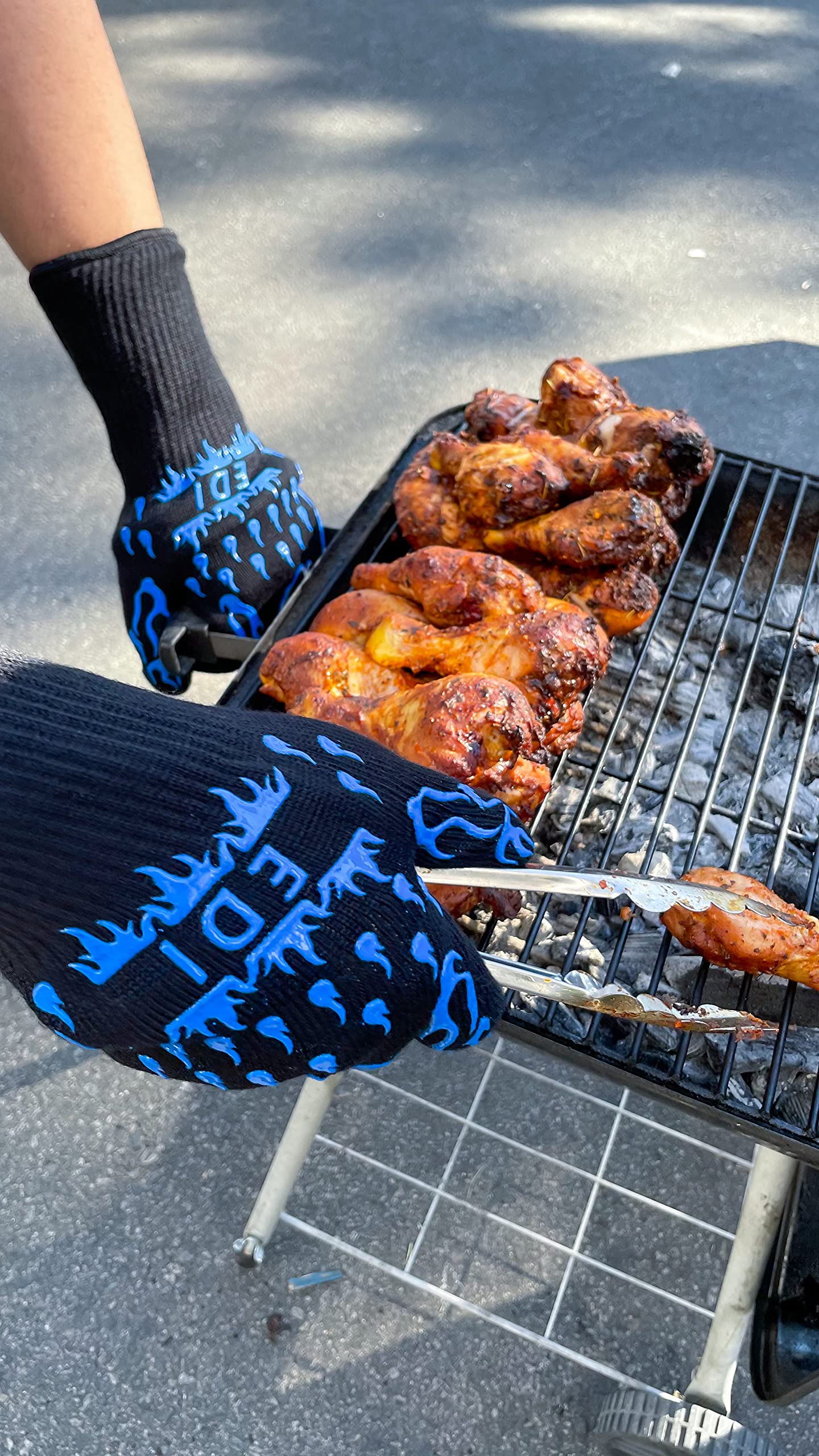 Heat Resistant Silicone Insulated Gloves - 500°F Protection, Flexible & Durable (Blue, 1 Pair) - Perfect for Cooking, Grilling, Baking & Industrial Use