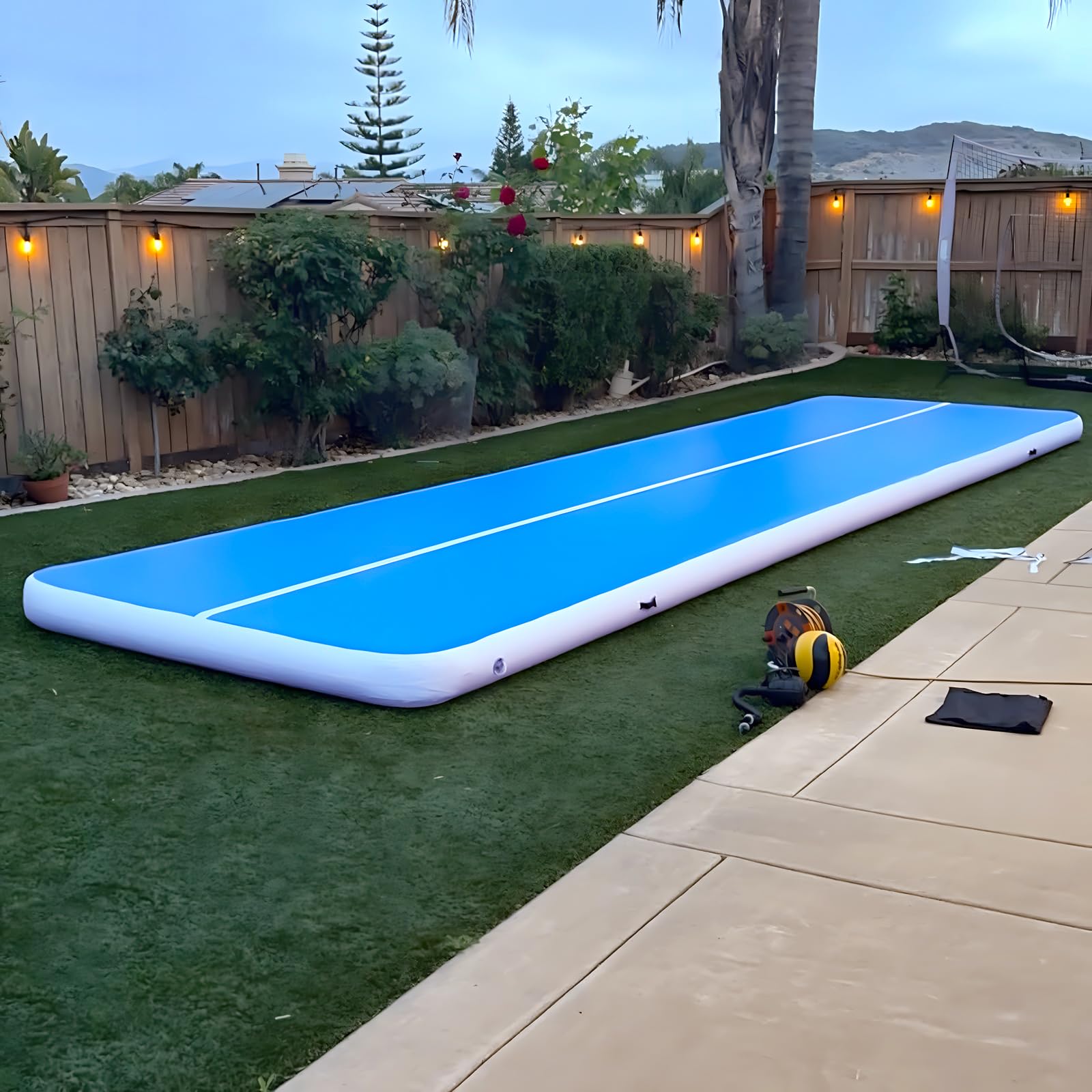 8-Inch Thick Inflatable Tumbling Track Mat for Gymnastics - 13ft/16ft/20ft/26ft x 6.6ft Air Mat with Electric Pump | Perfect for Home Training, Gymnastics Practice & Tumbling Exercises