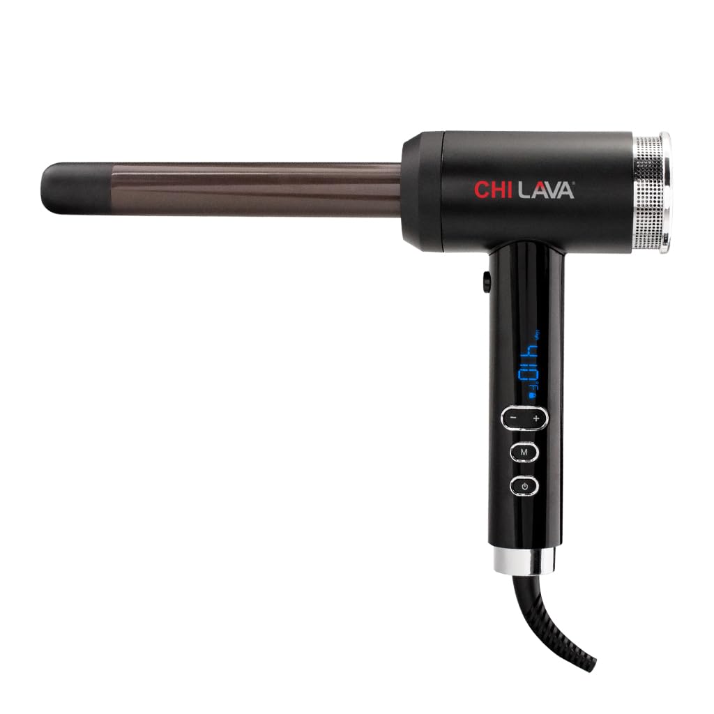 CHI Lava Curl Shot Hair Curling Wand - Voluminous Shiny Long-Lasting Curls with Lower Temperature - Ergonomic Comfortable Design for Easy Styling at Home or Salon