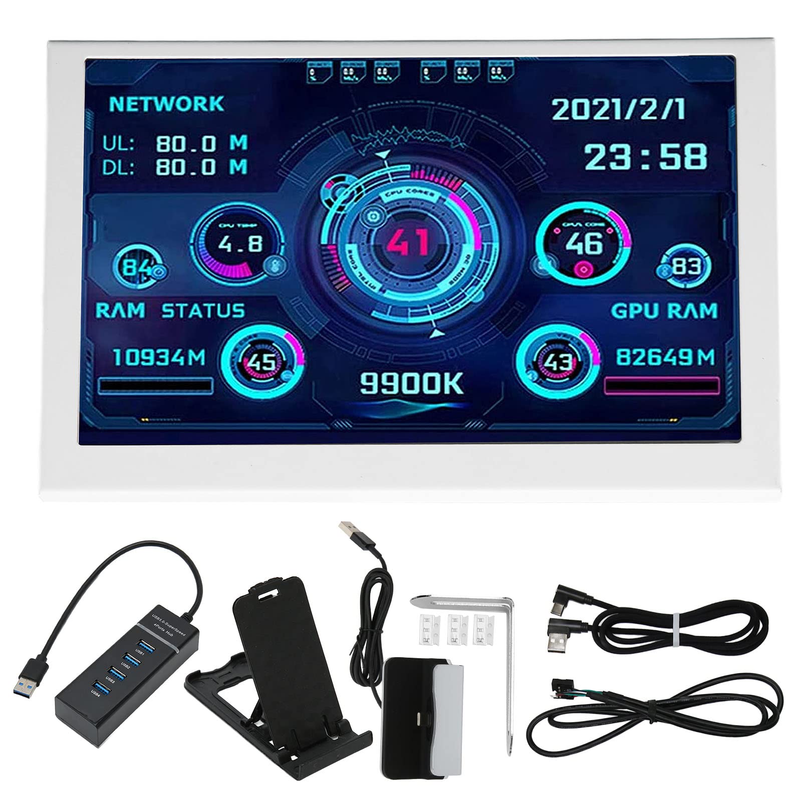 Gearwell 5-inch PC CPU GPU RAM Temperature Monitor - Windows Compatible Computer Sensor Panel Display with ARGB for Gaming & Workstation PCs - Perfect for Overclocking, Streaming & System Monitoring