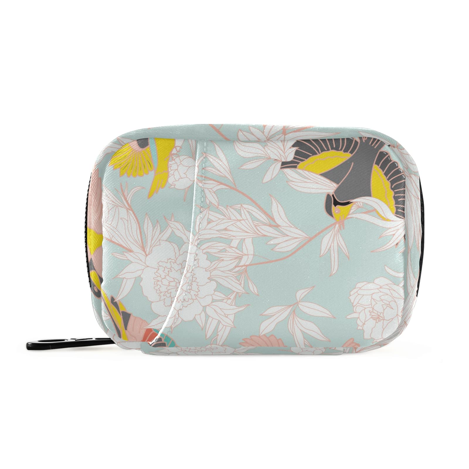 7-Day Pill Organizer with Zipper Bag - AM/PM Travel Medicine Case, Vitamin & Supplement Organizer (Blue Floral Bird Design) - Perfect for Daily Medication, Travel, and Health Management