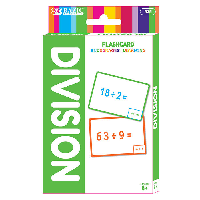 BAZIC Division Flash Cards - 36 Pack Math Learning Tools for Kids - Perfect for Classroom, Homeschool & Math Practice at Home