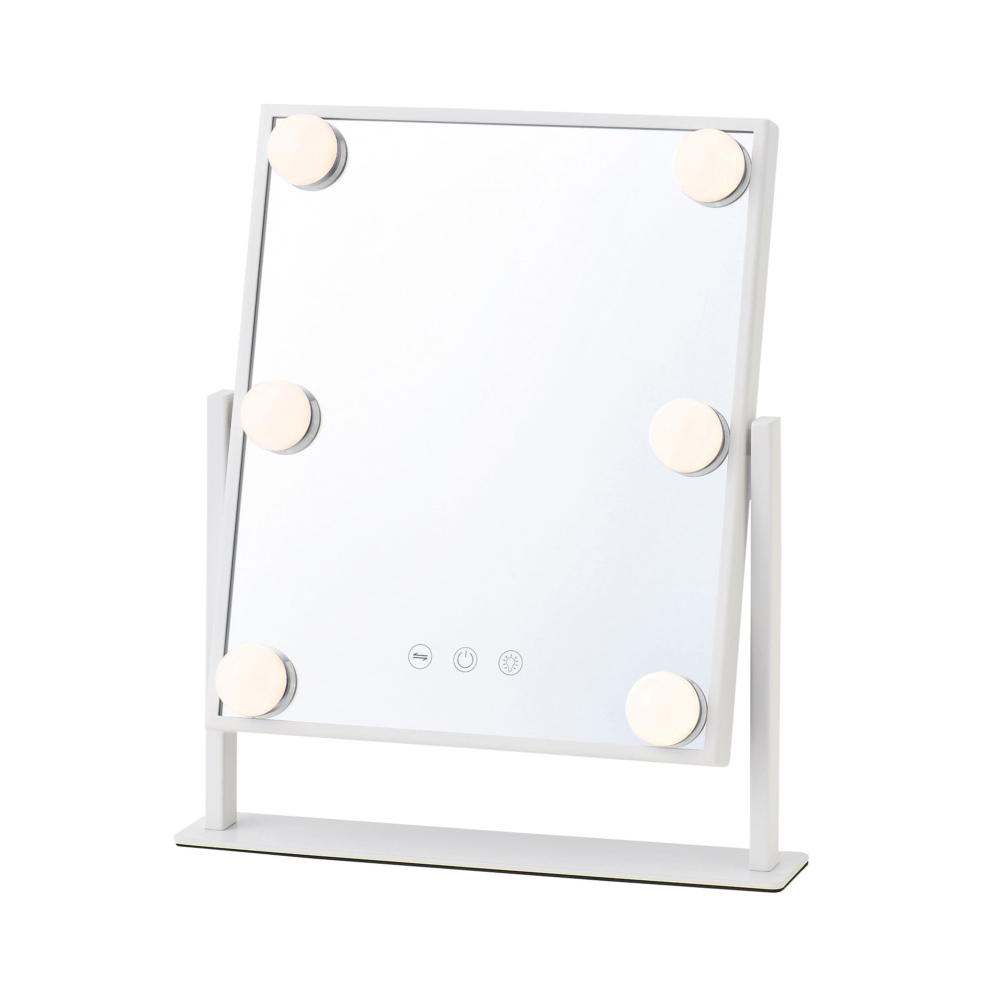 Hollywood Square Vanity Mirror with Lights - Small White Makeup Mirror for Dressing Table, Bathroom, and Bedroom - Perfect for Makeup Application, Skincare, and Selfie Lighting