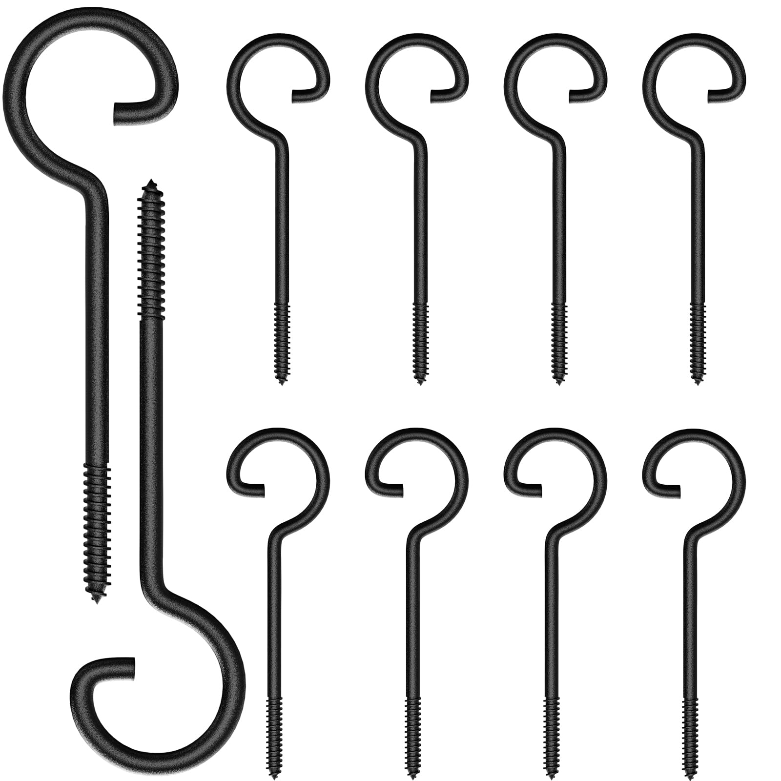 10Pcs 6-Inch Heavy Duty Screw Hooks for Hanging - Indoor/Outdoor Ceiling Hooks for Christmas Lights, Curtains, Plants & Kitchen Storage - Perfect for Home Organization & Holiday Decorations