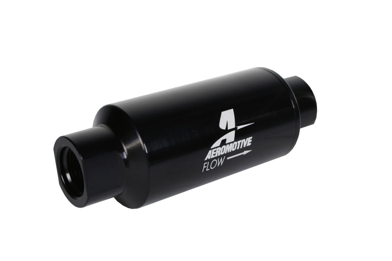 Aeromotive 10AN Inline Fuel Filter with 10 Micron Microglass Element - Bright Dip Black Finish, 2in OD - High Performance Fuel Filtration for Racing, Marine & Automotive Applications
