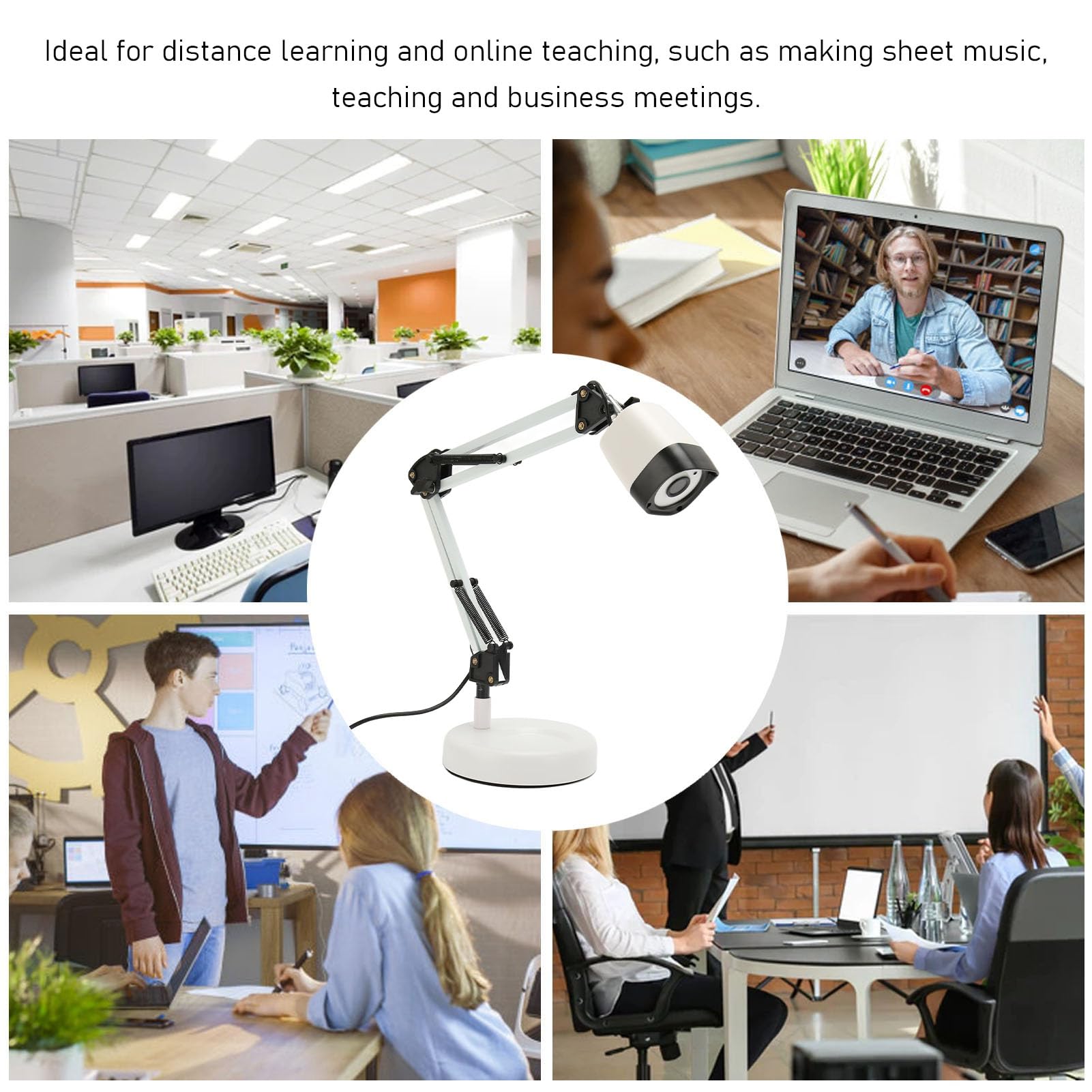 Professional Document Camera with Built-in USB Cable & LED Light - 3264x2448 High Resolution Book Scanner for Office, Online Teaching, Remote Work, and Video Conferencing