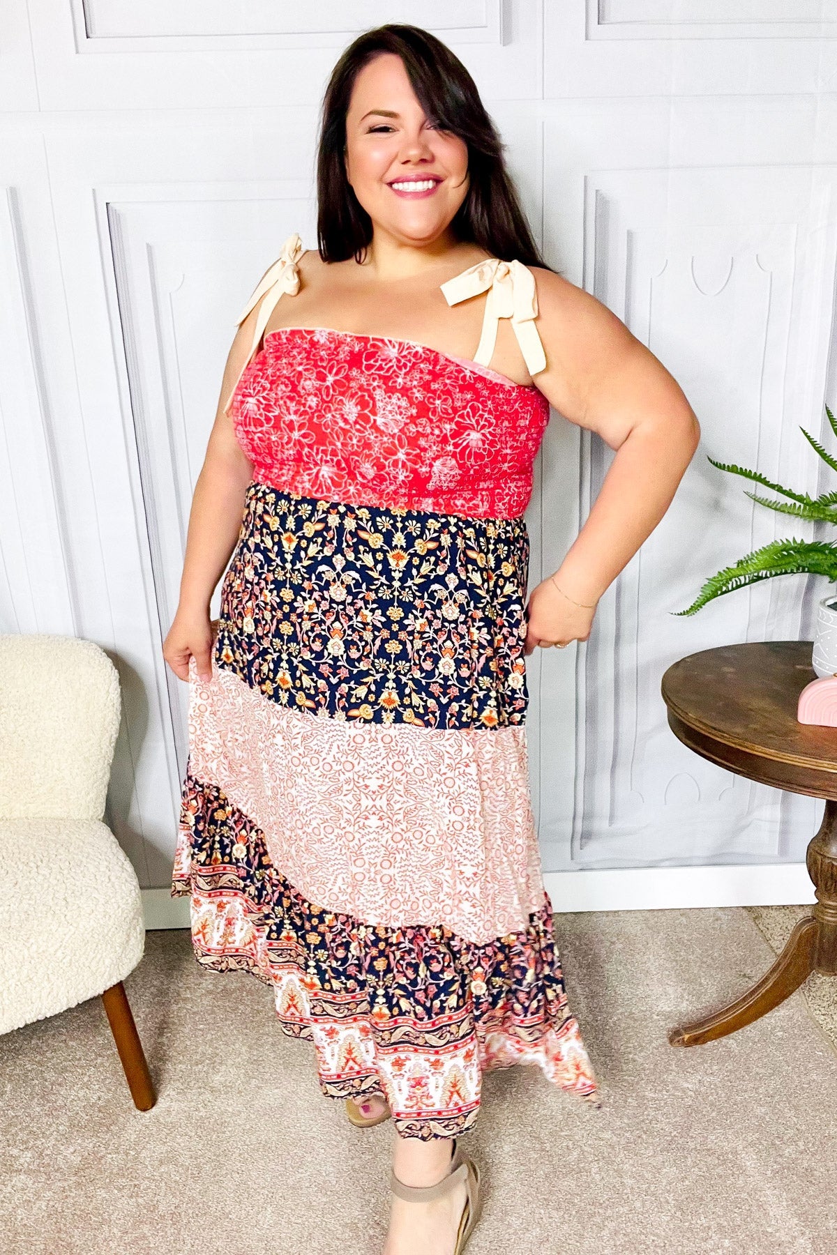 Orange Floral Smocked Tube Top Tiered Maxi Dress - Boho Summer Beach Dress for Vacation, Pool Party & Music Festival