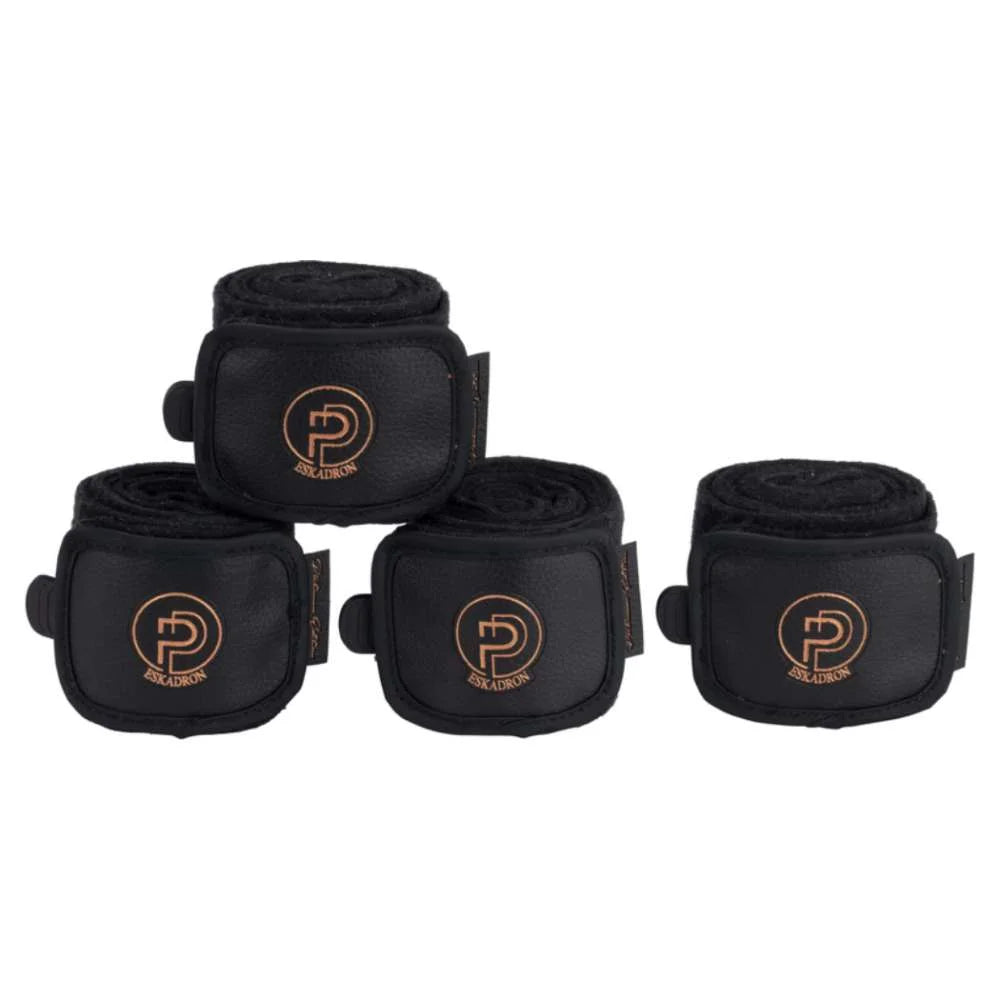 Eskadron Fleece Faux Leather Horse Bandages - Breathable & Durable Leg Wraps for Riding, Training & Show Jumping | Perfect for Equestrian Sports & Stable Use