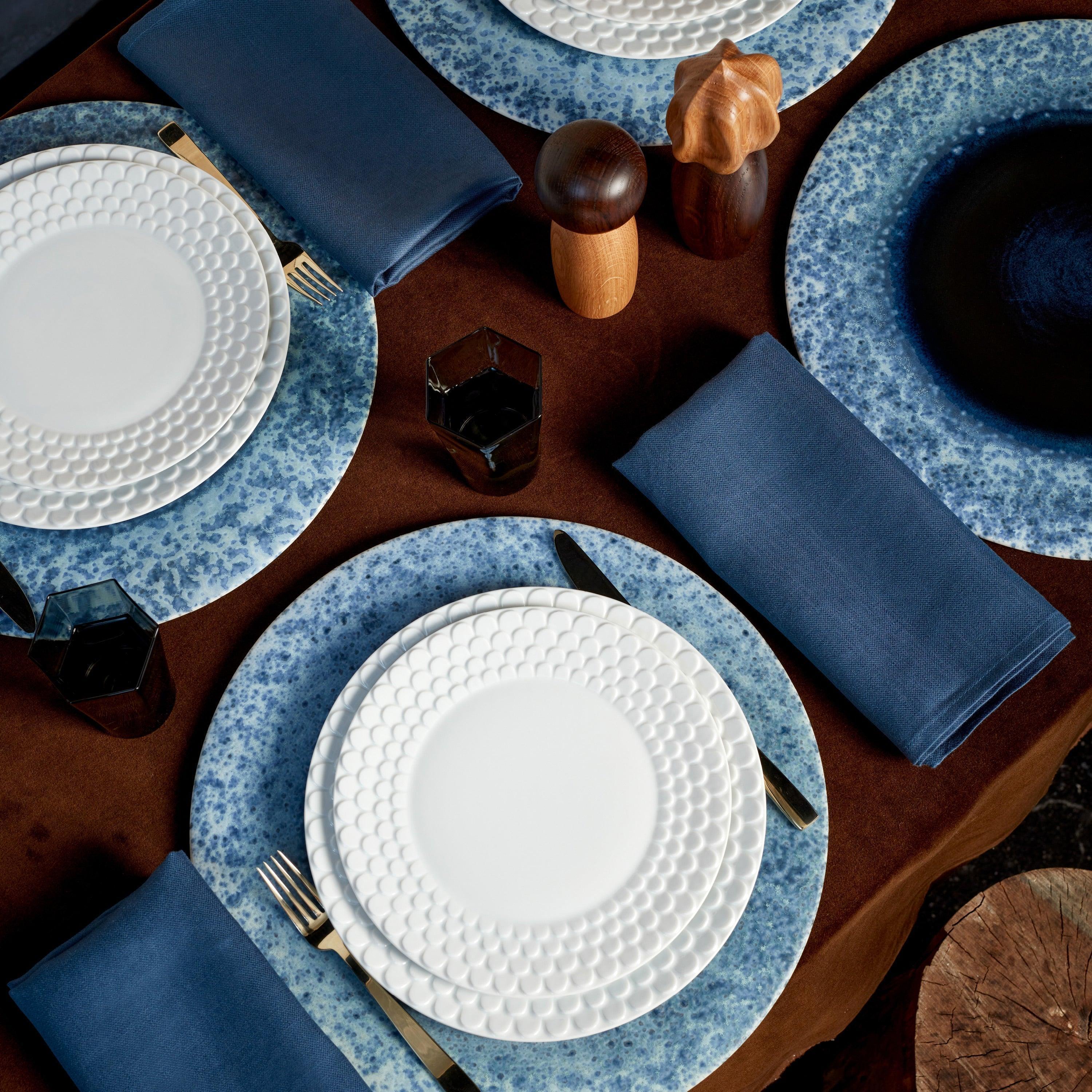 Handmade Terra Cotta Platter & Charger Plate - Natural Indigo Blue - Perfect for Farmhouse Dining, Charcuterie Boards & Boho Table Decor