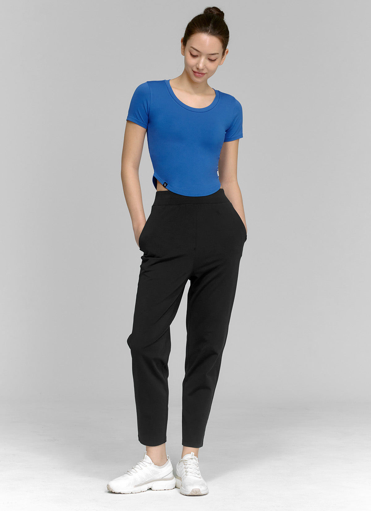 Soft Peach Cotton Slim Pants for Women - Comfortable Stretchy High Waisted Trousers for Work, Travel & Casual Wear