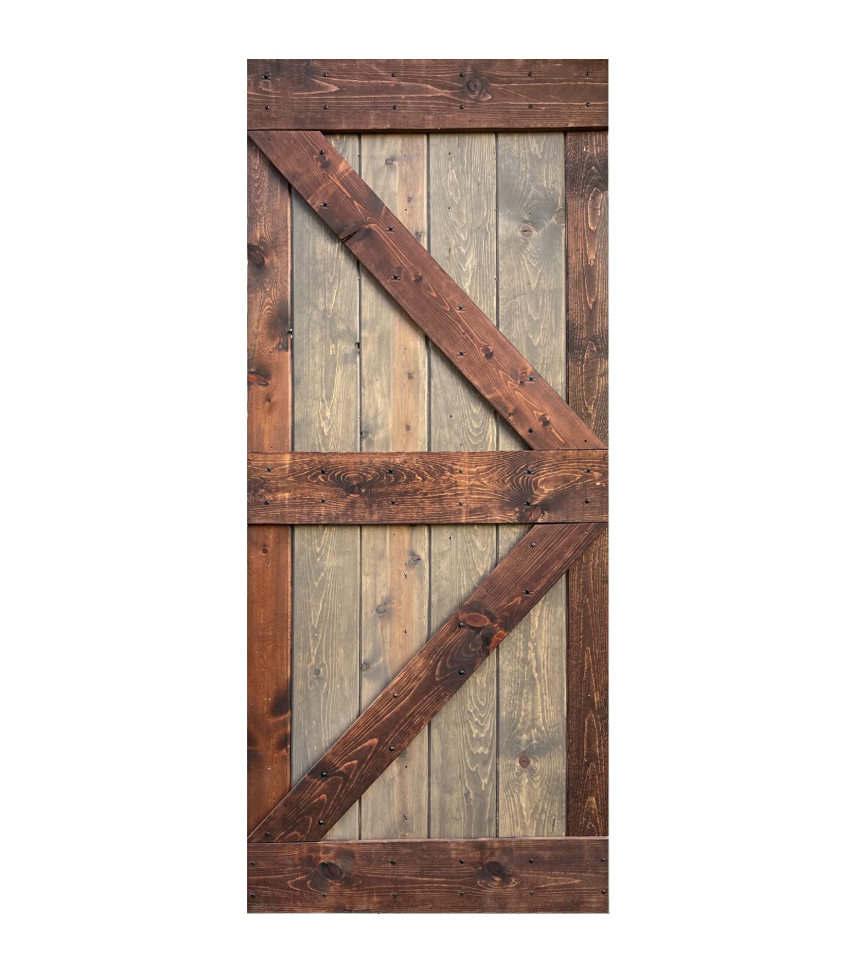 DIY Solid Wood Interior Sliding Barn Door Slab - 36in x 84in K Series Brown/Walnut Finish (Hardware Kit Not Included) - Perfect for Bedroom, Closet, or Farmhouse Style Home Decor