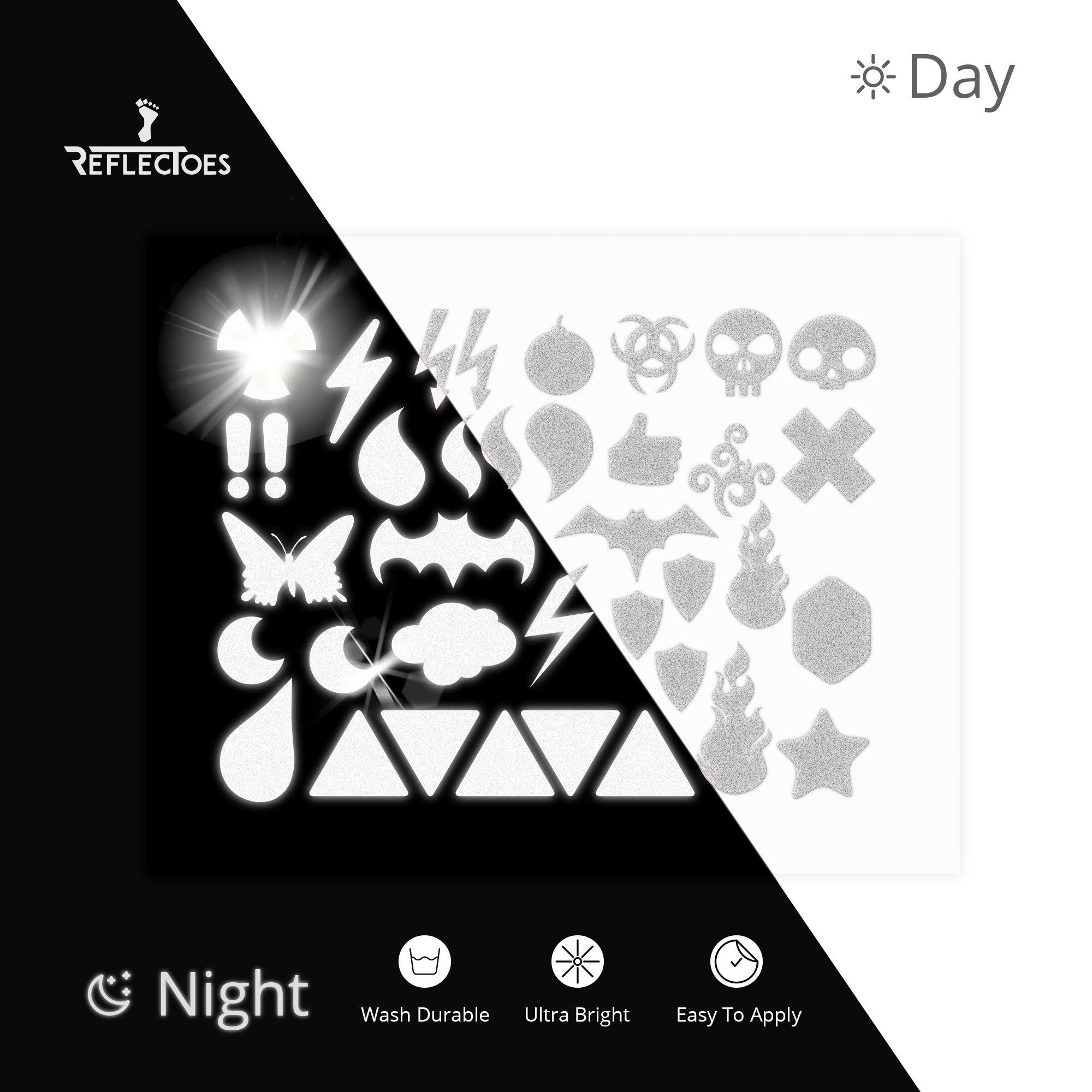 High Visibility Reflective Iron On Stickers for Clothing - Night Safety Apparel Accessories for Running, Cycling & Outdoor Activities