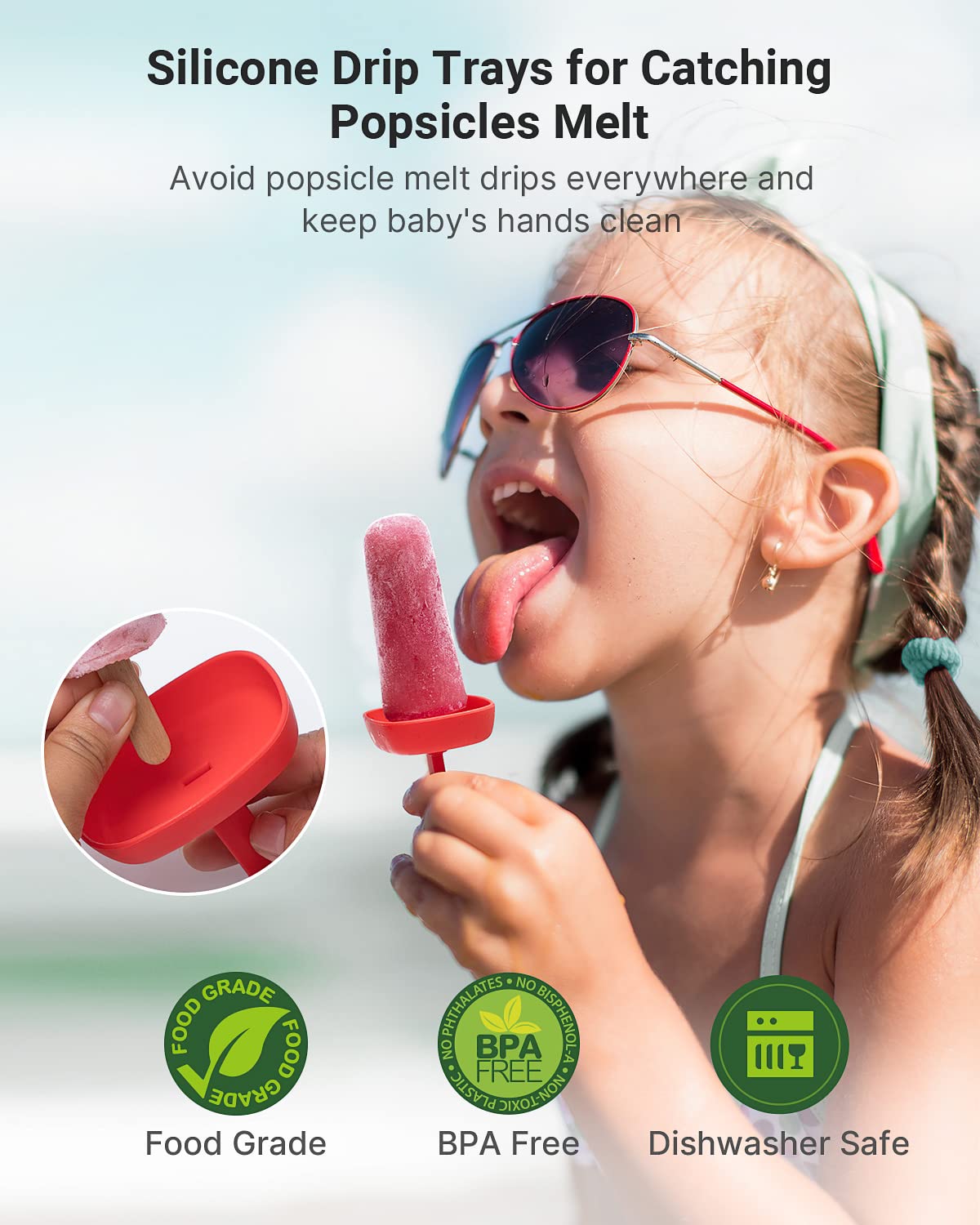 **9-Piece Silicone Popsicle Molds for Kids & Adults - BPA-Free, DIY Ice Pop Maker with Sticks & Storage Bags - Perfect for Summer Snacks, Parties & Healthy Homemade Treats (Blue)**