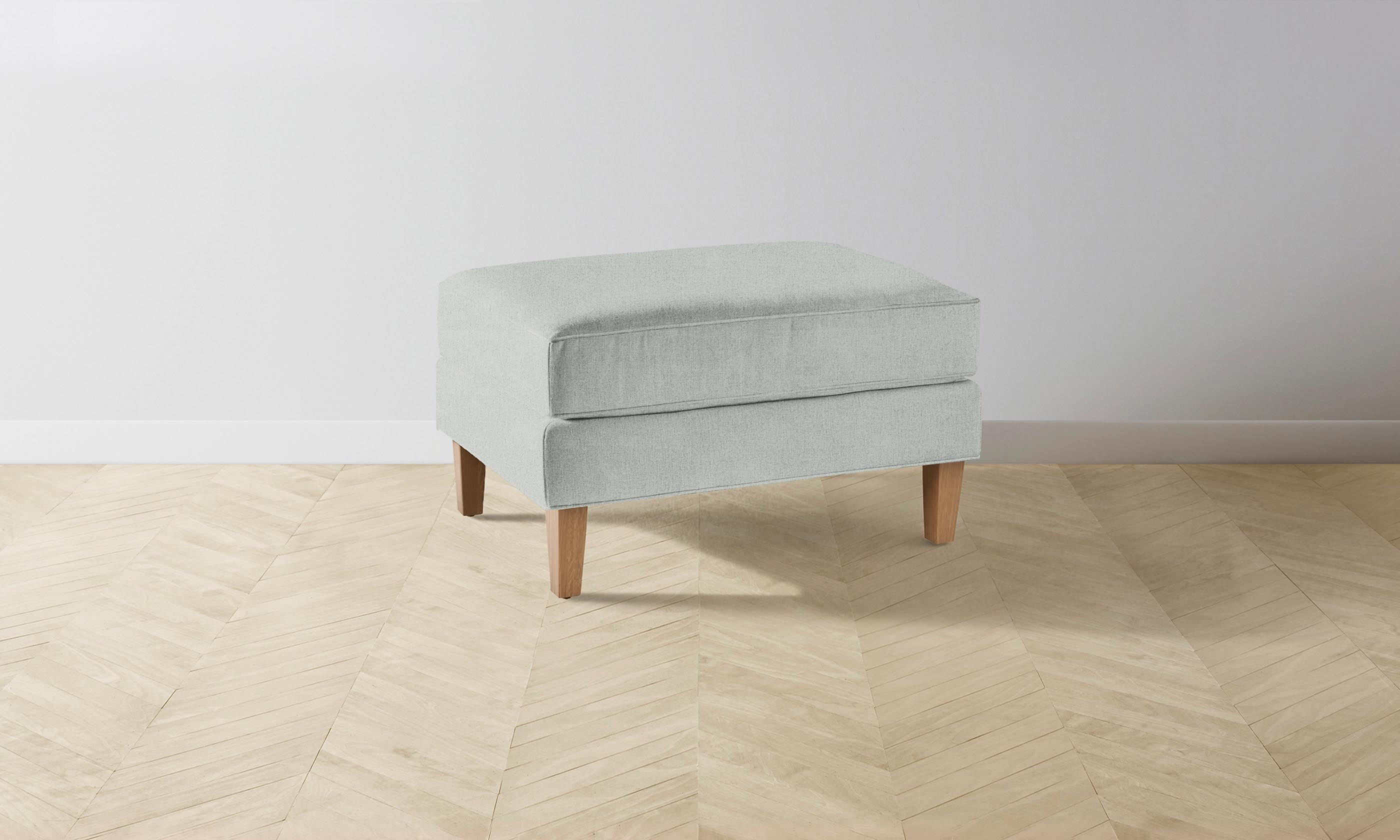 Crosby Ottoman with Performance Mélange Weave in Seaglass Color - Perfect for Living Room, Bedroom, or Office Footrest and Extra Seating