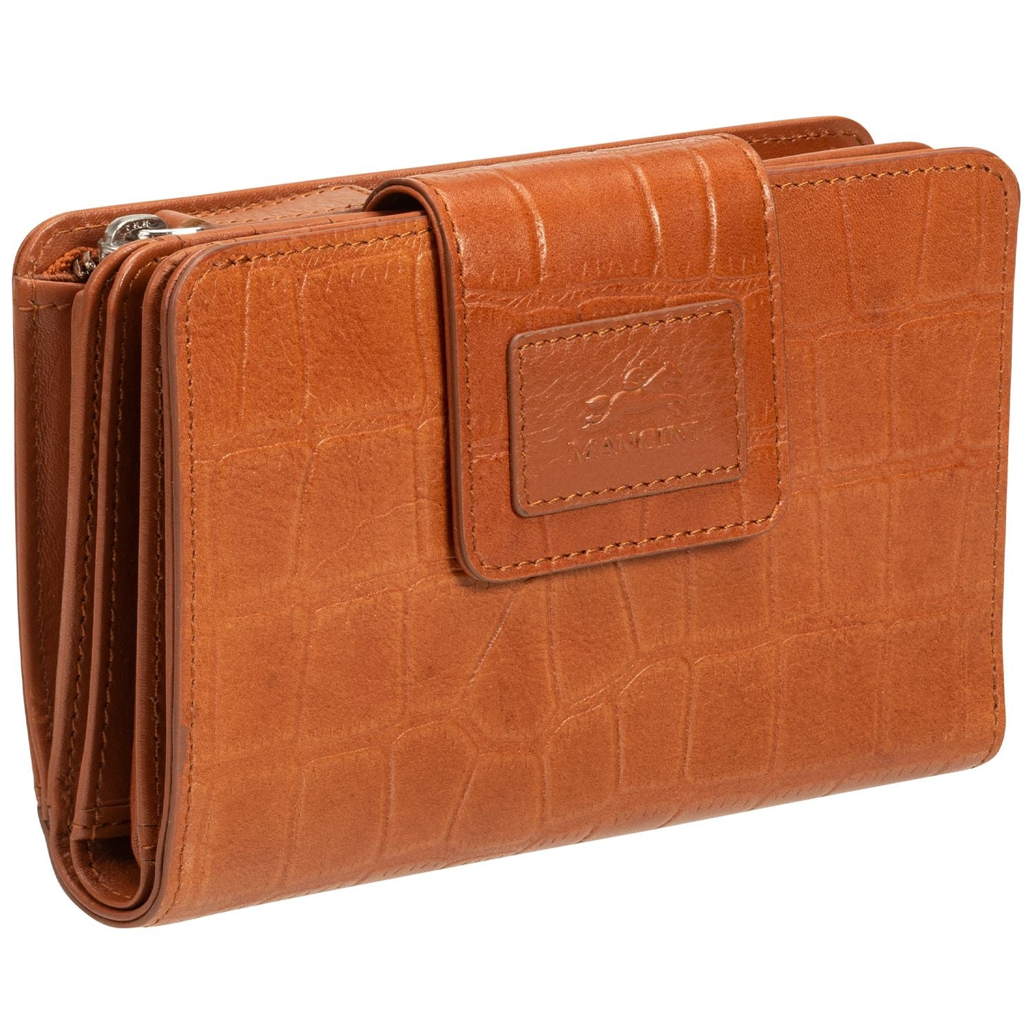Mancini CROCO RFID Blocking Secure Medium Clutch Wallet for Women - Stylish & Compact for Travel, Work, and Everyday Use