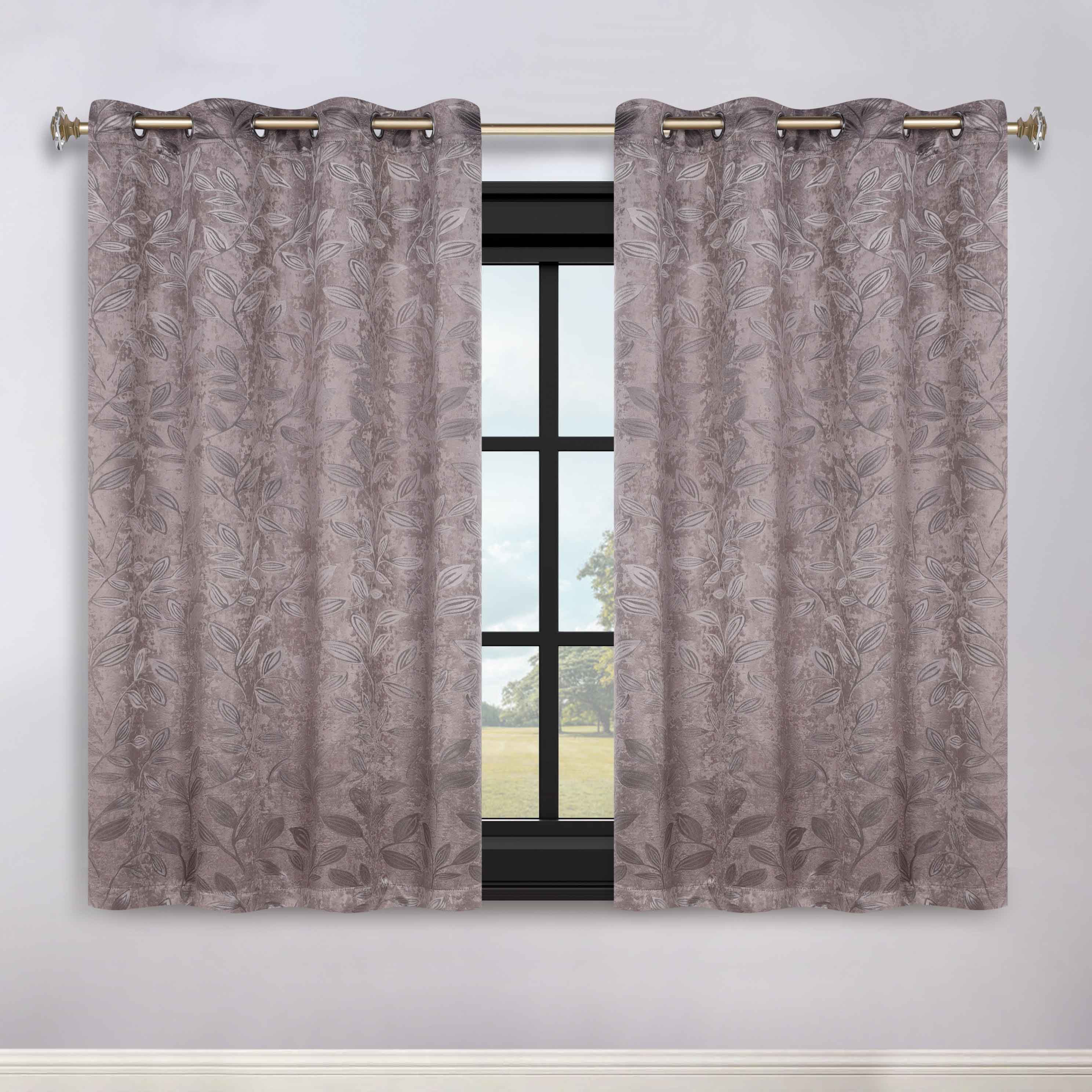 Leaves Grommet Blackout Curtains Set of 2 - Thermal Insulated Room Darkening Drapes for Bedroom & Living Room - Noise Reducing Window Treatment for Home Decor