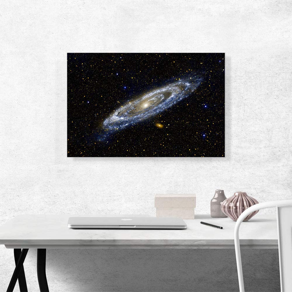ARTCANVAS Blue Andromeda Spiral Galaxy Hubble Telescope Wall Art - 26x18 Inch Framed Canvas Print, Giclee Space Painting for Living Room, Bedroom & Office Decor (1.5