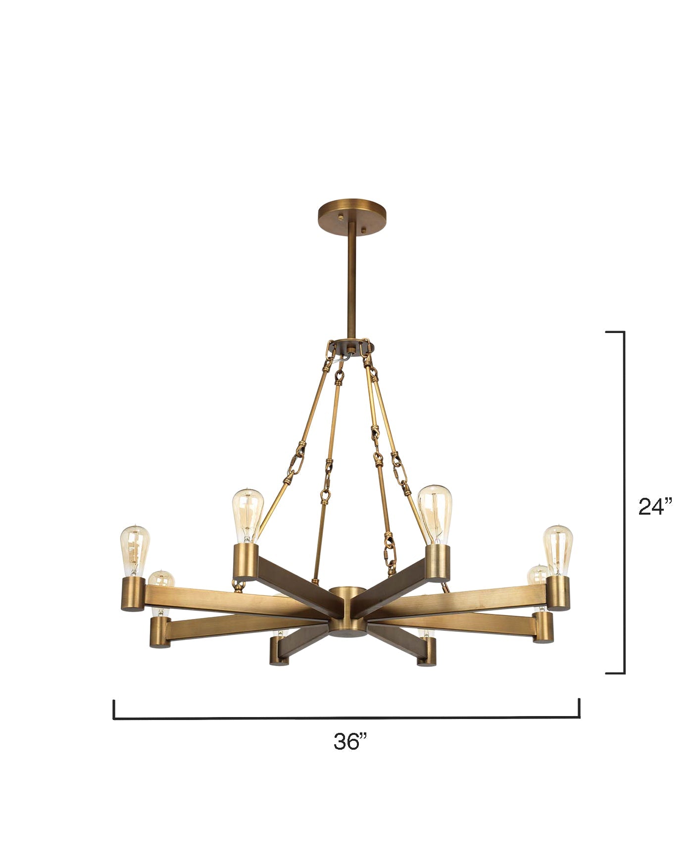 Manchester 8-Light Chandelier in Brass - Elegant Ceiling Lighting Fixture for Dining Room, Living Room & Bedroom