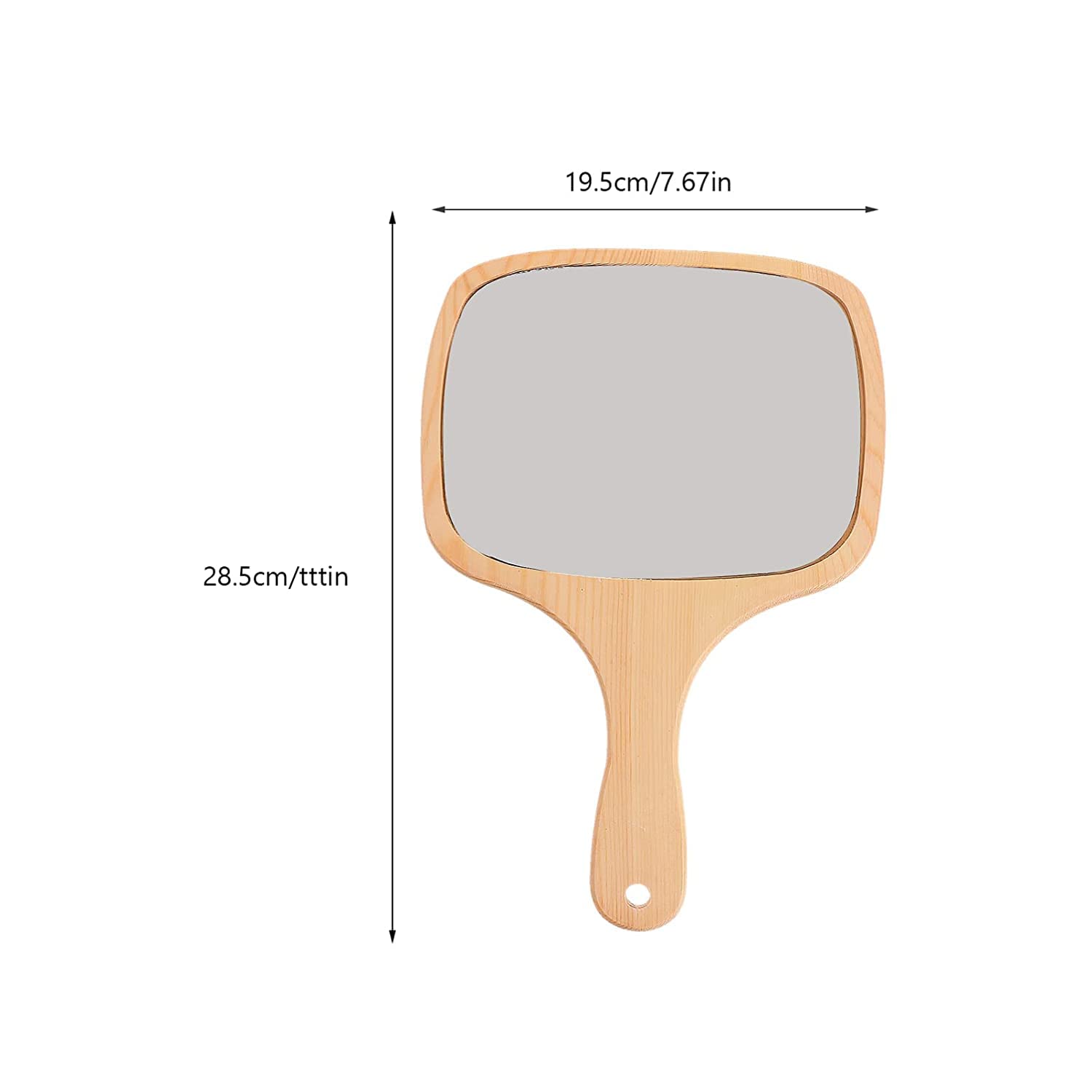 Wooden Handle Mirror for Shaving & Makeup - Portable Travel & Bathroom Use