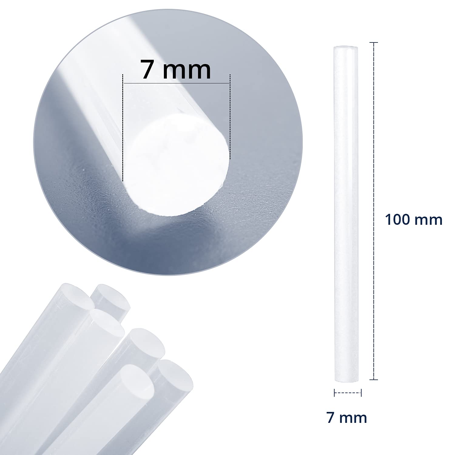 ANSIO Hot Glue Sticks for Hot Glue Gun - 50 Pack (7mm x 100mm), SGS Certified, Fast Bonding for DIY Crafts, Home Repairs & School Projects