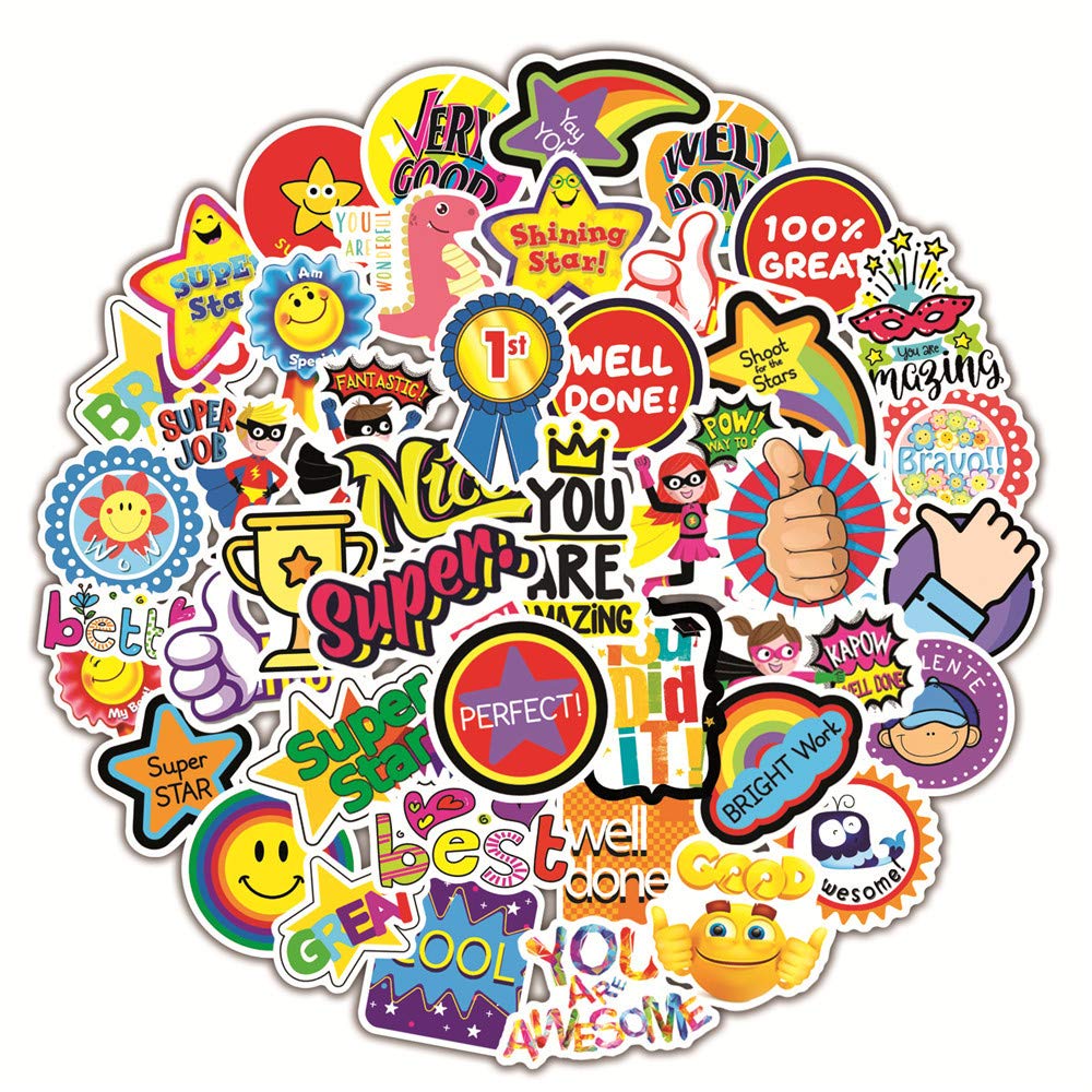 YOKSAS 50PCS Motivational Reward Stickers for Kids - Potty Training, Classroom Incentives & Teacher Encouragement Stickers for Toddlers & Students - Perfect for Behavior Charts, Homework Rewards & Positive Reinforcement
