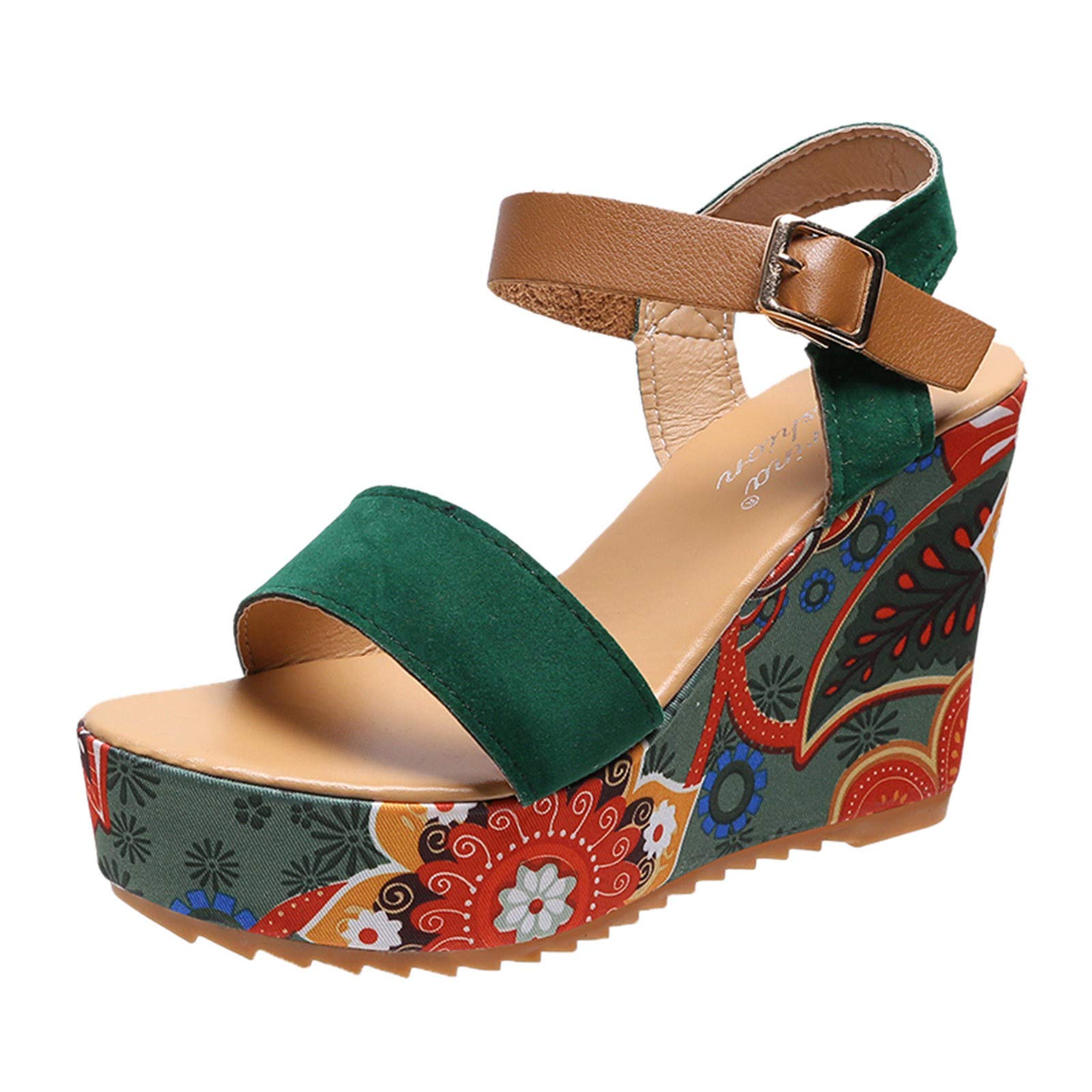 Women's Red Tennis Shoes with Wedge Heels - Sexy Open Toe Sandals with Flower Buckle for Summer | Breathable & Comfortable for Casual Wear, Outdoor Activities & Beach Vacations
