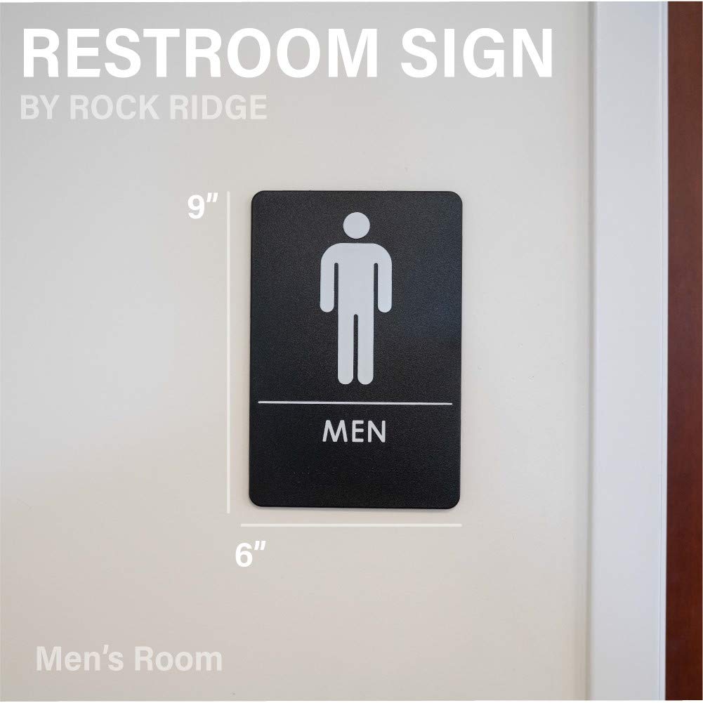 ADA Compliant Men's Restroom Sign - Black & White Bathroom Sign with Adhesive Tape & Instructions - 24 Pack - Perfect for Offices, Restaurants, and Public Spaces