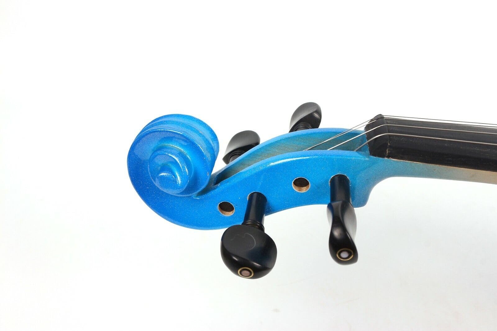 Electric Violin Full Size - Solid Wood Body with Ebony Fittings, Silent Electric Violin Kit Includes Case, Bow & Cable - Perfect for Beginners, Students & Adults (Style-EV5, Blue) - Ideal for Practice, Performances & Home Recording