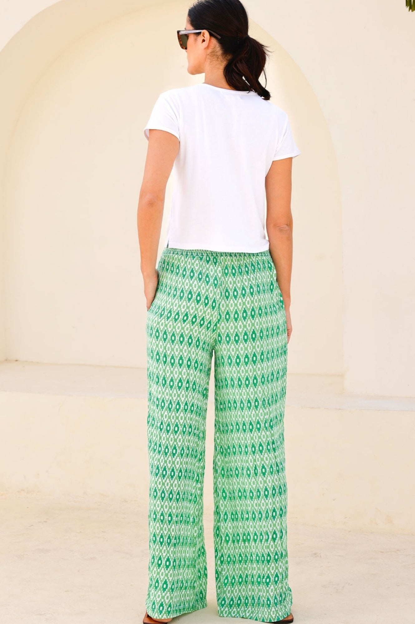 Orion Trousers for Men - Aztec Green & White Casual Pants | Comfortable Stretch Fabric for Outdoor Activities, Travel & Everyday Wear