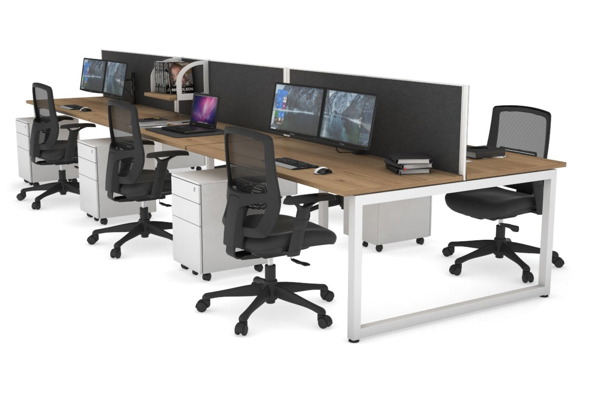 Quadro Loop Legs 6-Person Office Workstation Desk [1800L x 700W] - Modern Collaborative Workspace Solution for Team Projects & Open Office Layouts