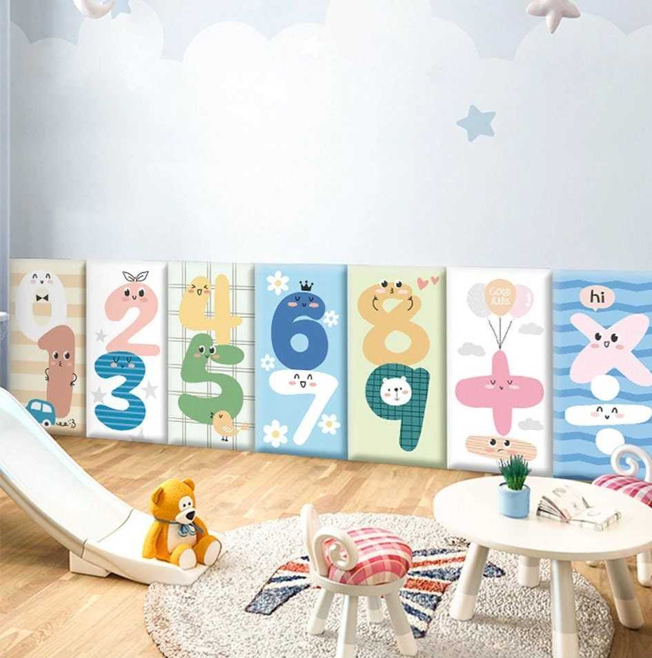Number Fun Kids Wall Padded Safety Cushions Set - Soft Foam Playroom Floor Mats for Toddlers & Preschoolers - Perfect for Nursery, Daycare, and Playtime Safety