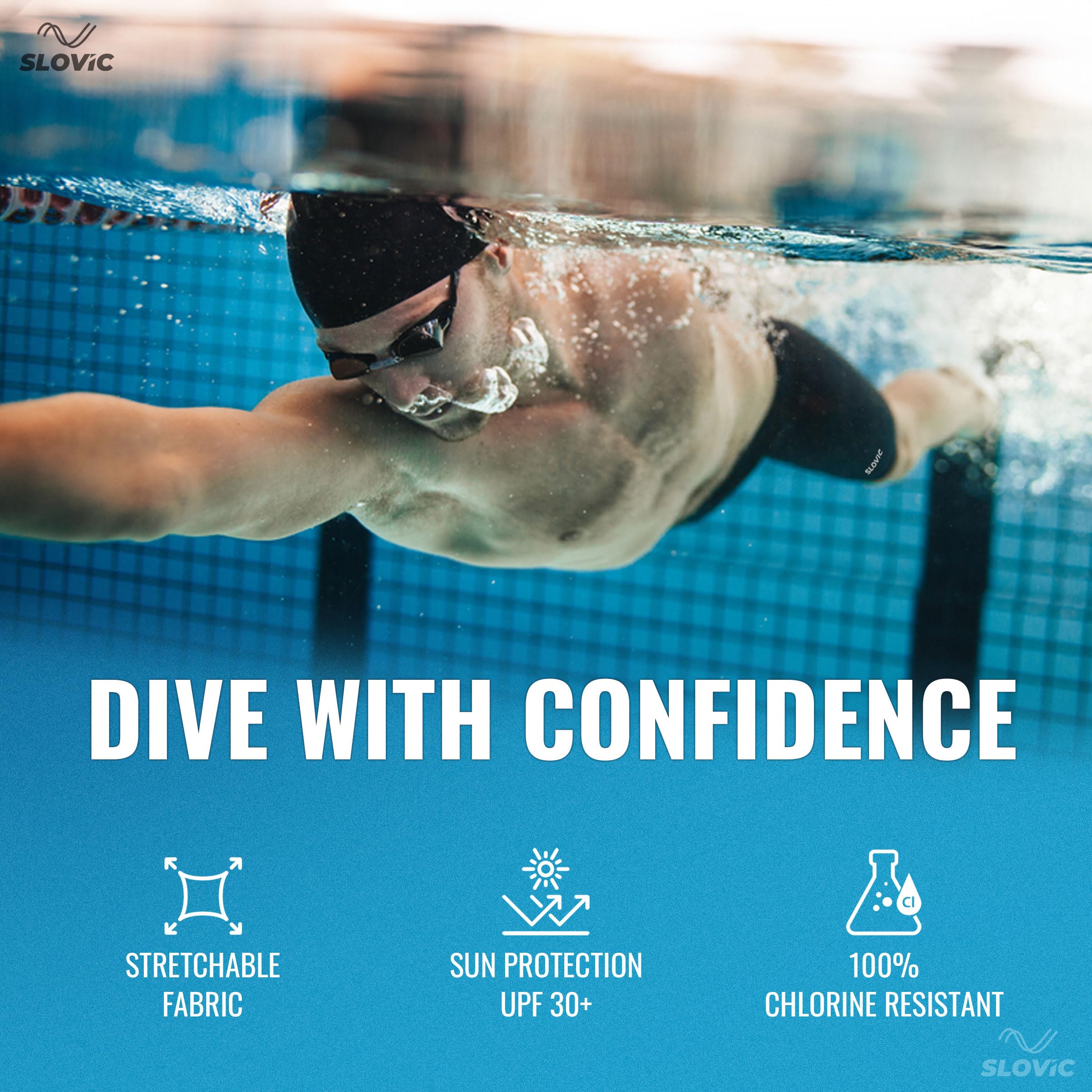 **SLOVIC Men's Quick-Dry Swim Shorts - Adjustable, Breathable Swim Trunks for Swimming, Running & Beach Sports | Perfect for Pool, Gym & Outdoor Activities**