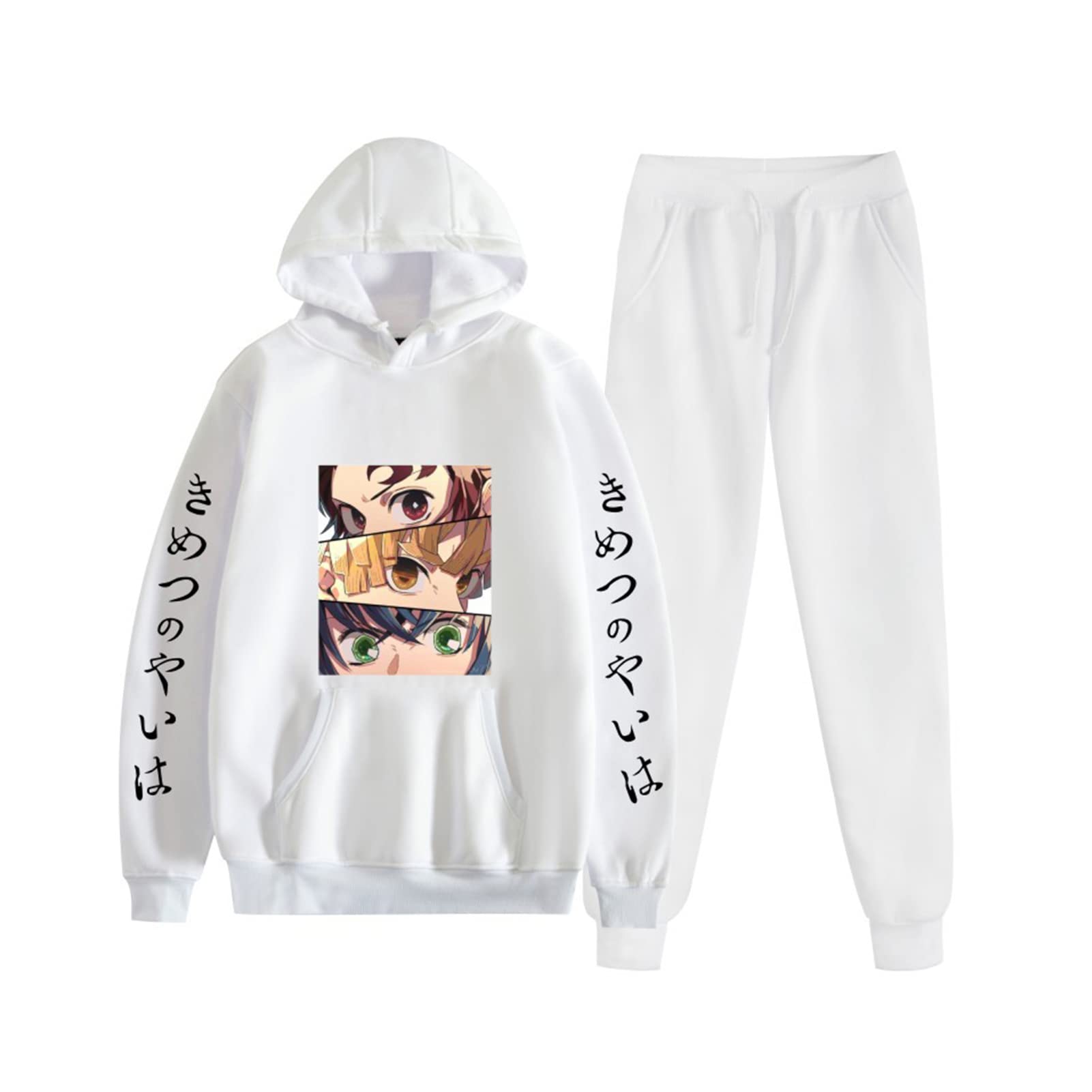 Demon Slayer Anime Hoodie and Sweatpants Set - Men's Manga Graphic Sweatsuit | Casual Two-Piece Tracksuit for Cosplay, Lounge Wear & Anime Conventions