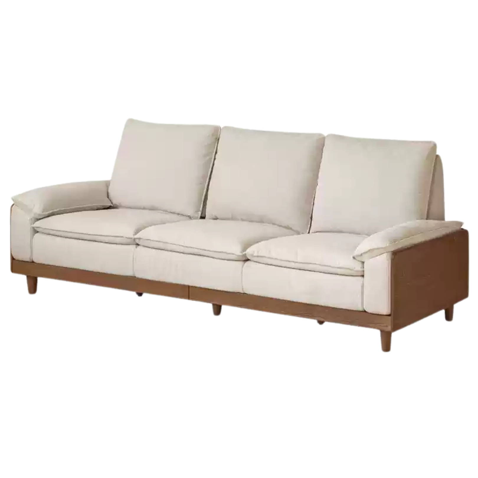 114.5x38.9x37.4 inch / 291x99.7x95cm / Walnut color / ash walnut color sofa imitation cotton and linen pear white