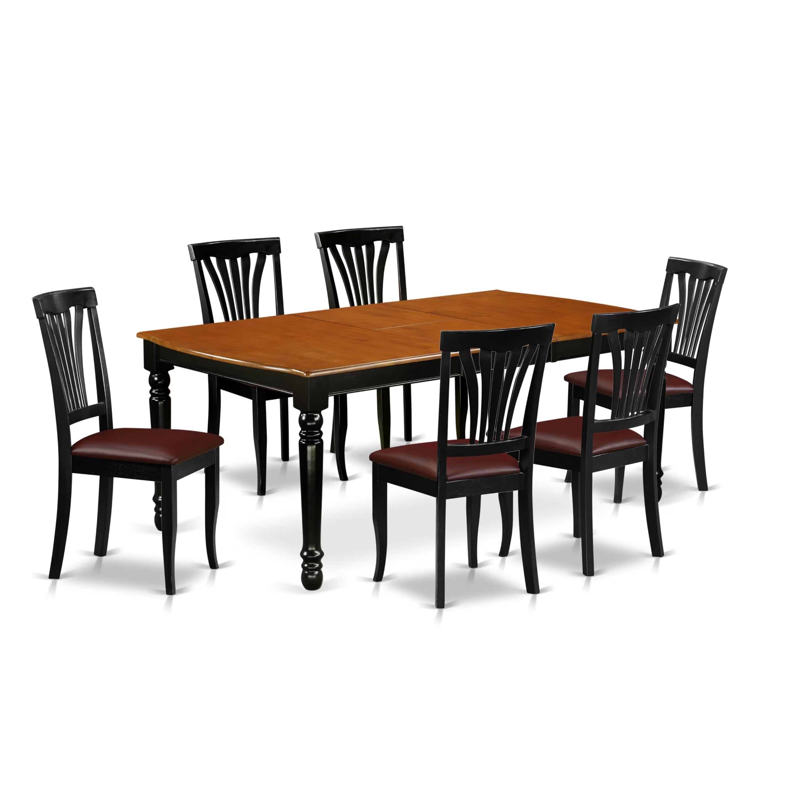 East West Furniture 7-Piece Kitchen Dining Set with Butterfly Leaf Table & 6 Faux Leather Chairs, 42x78 Inch, Black Cherry - Perfect for Small Spaces, Family Meals & Entertaining Guests