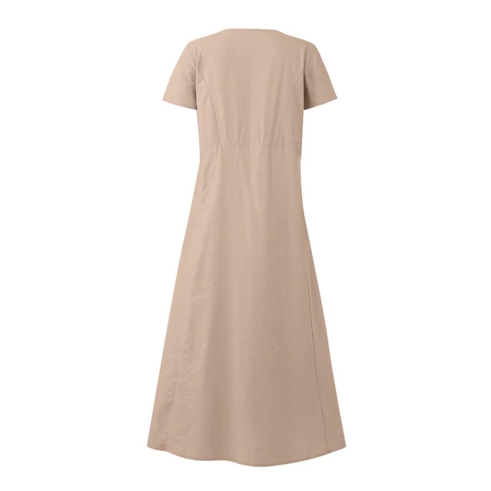 **Women's Casual Midi Dresses with Pockets - Round Neck Short Sleeve T-Shirt Maxi Dress for Vacation, Beach, and Everyday Wear**