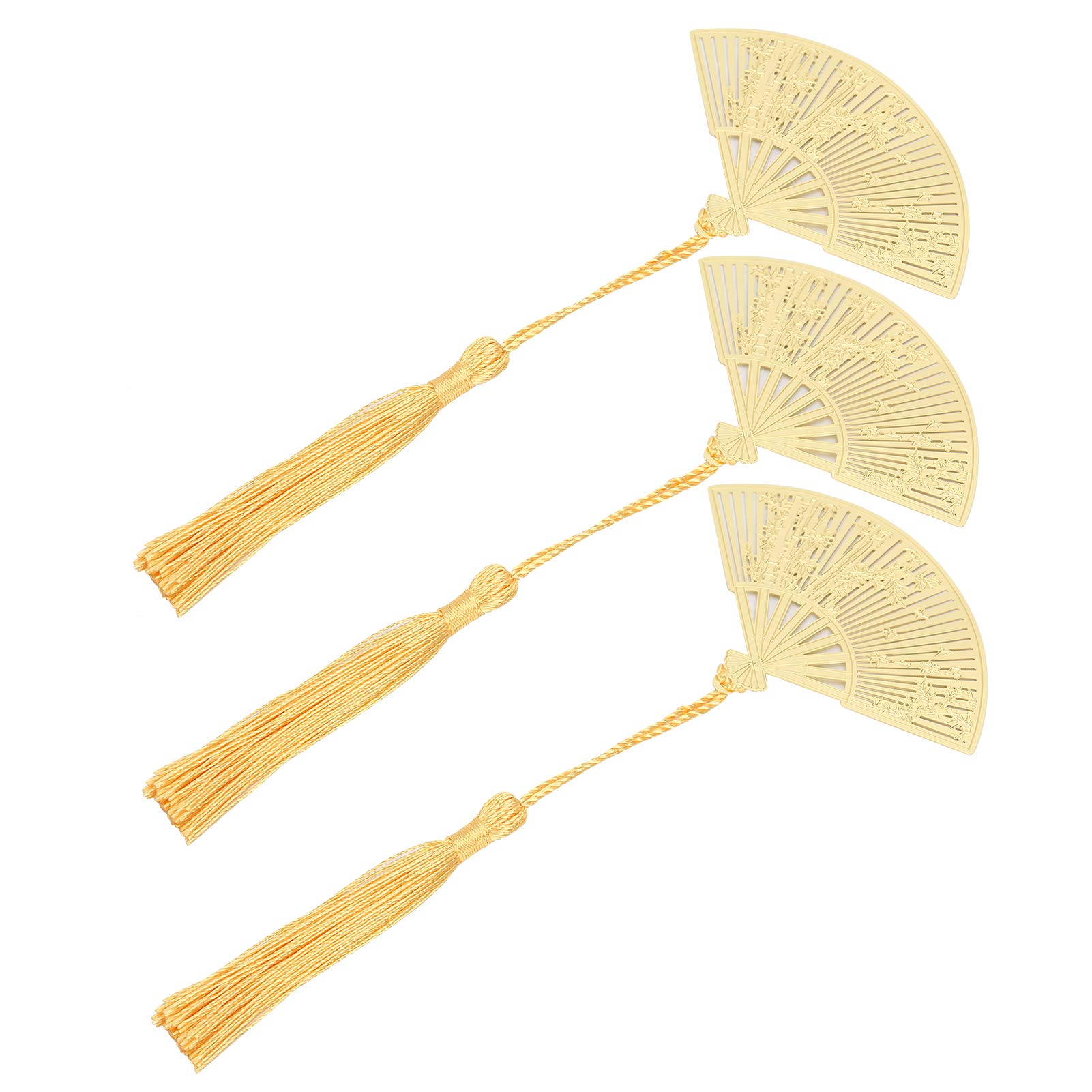 3Pcs Vintage Brass Metal Bookmarks - Chinese Antique Folding Fan Design, Unique Literary Gifts for Book Lovers, Students, Teachers | Perfect for Reading, Book Clubs, and Thoughtful Presents
